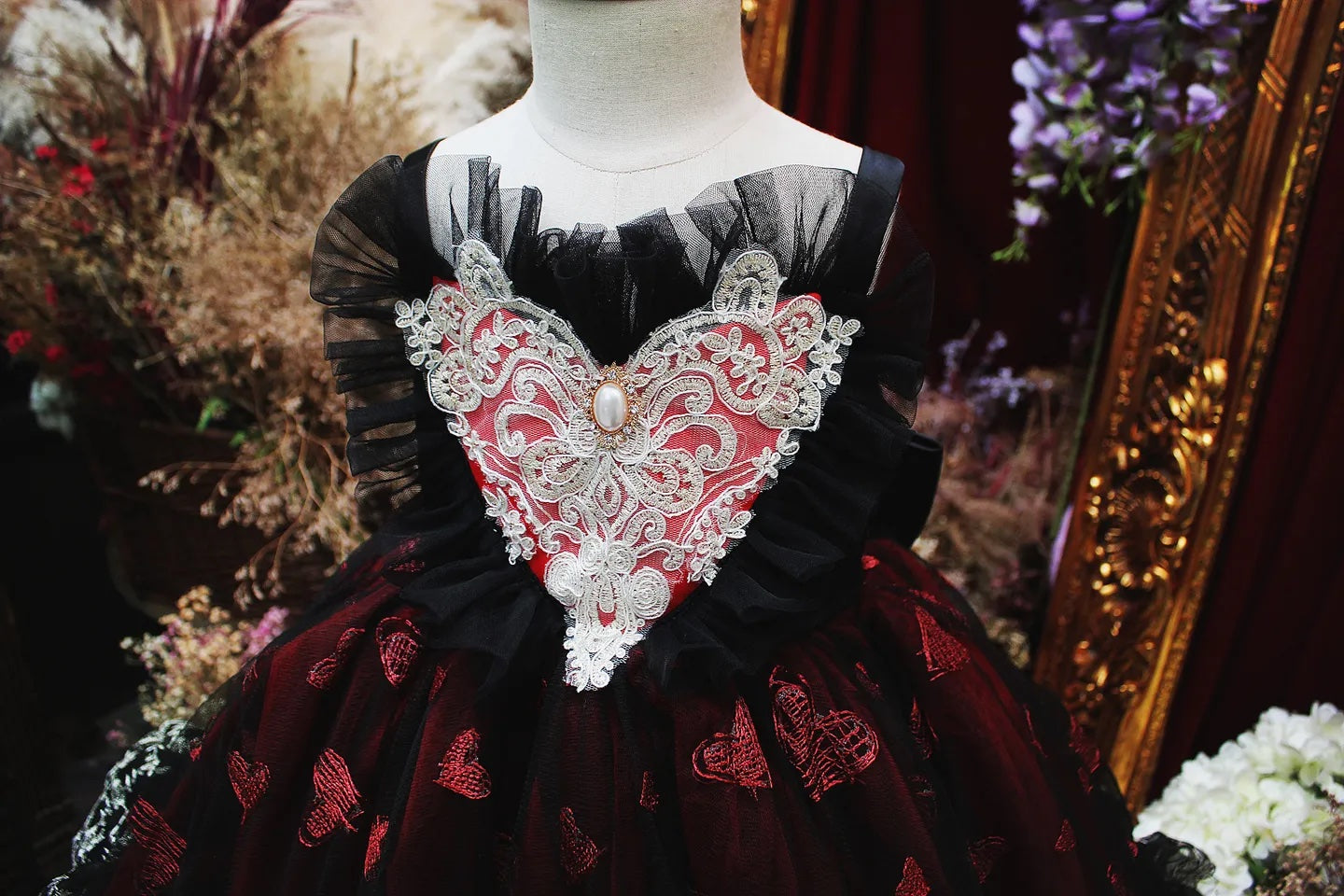 Queen of Hearts Red & Black Lace Set (Dress & Coat)