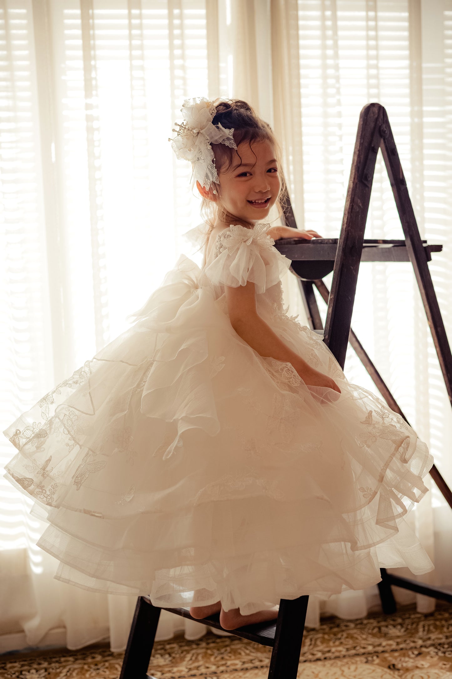 Butterfly Waltz - White Lace Gown