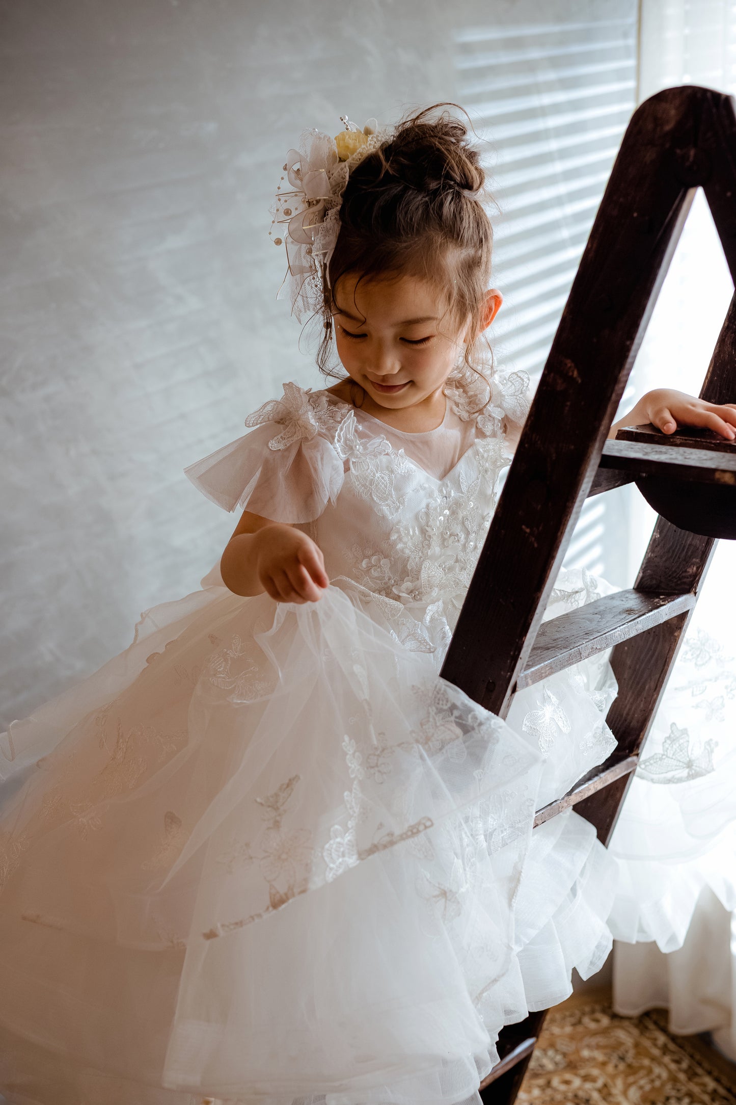 Butterfly Waltz - White Lace Gown
