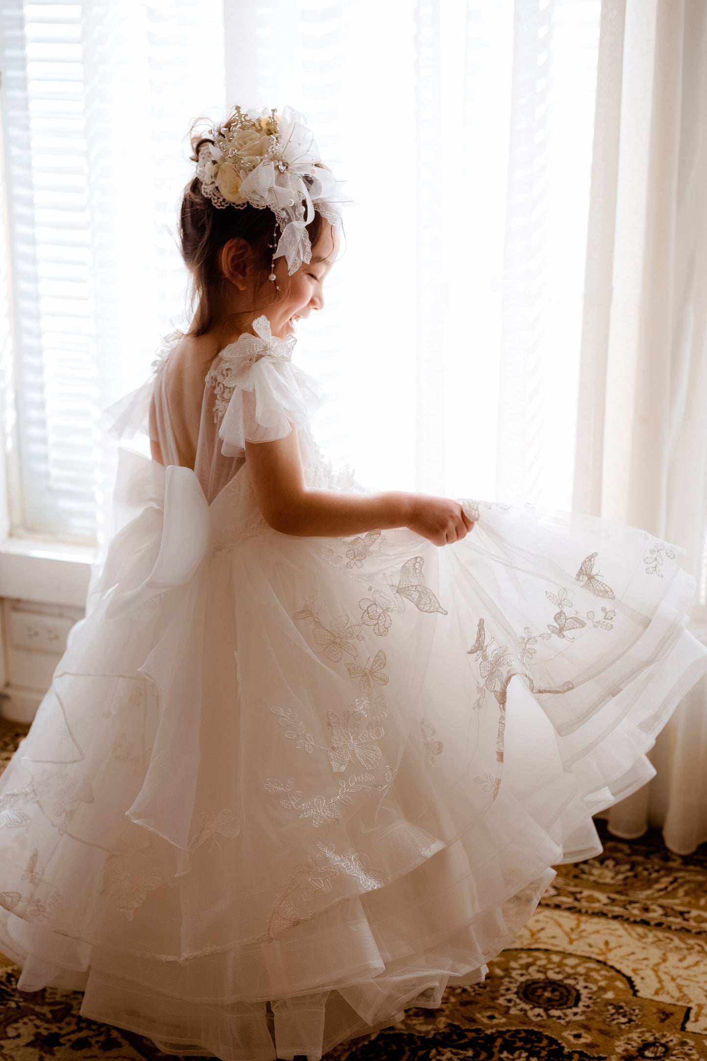 Butterfly Waltz - White Lace Gown