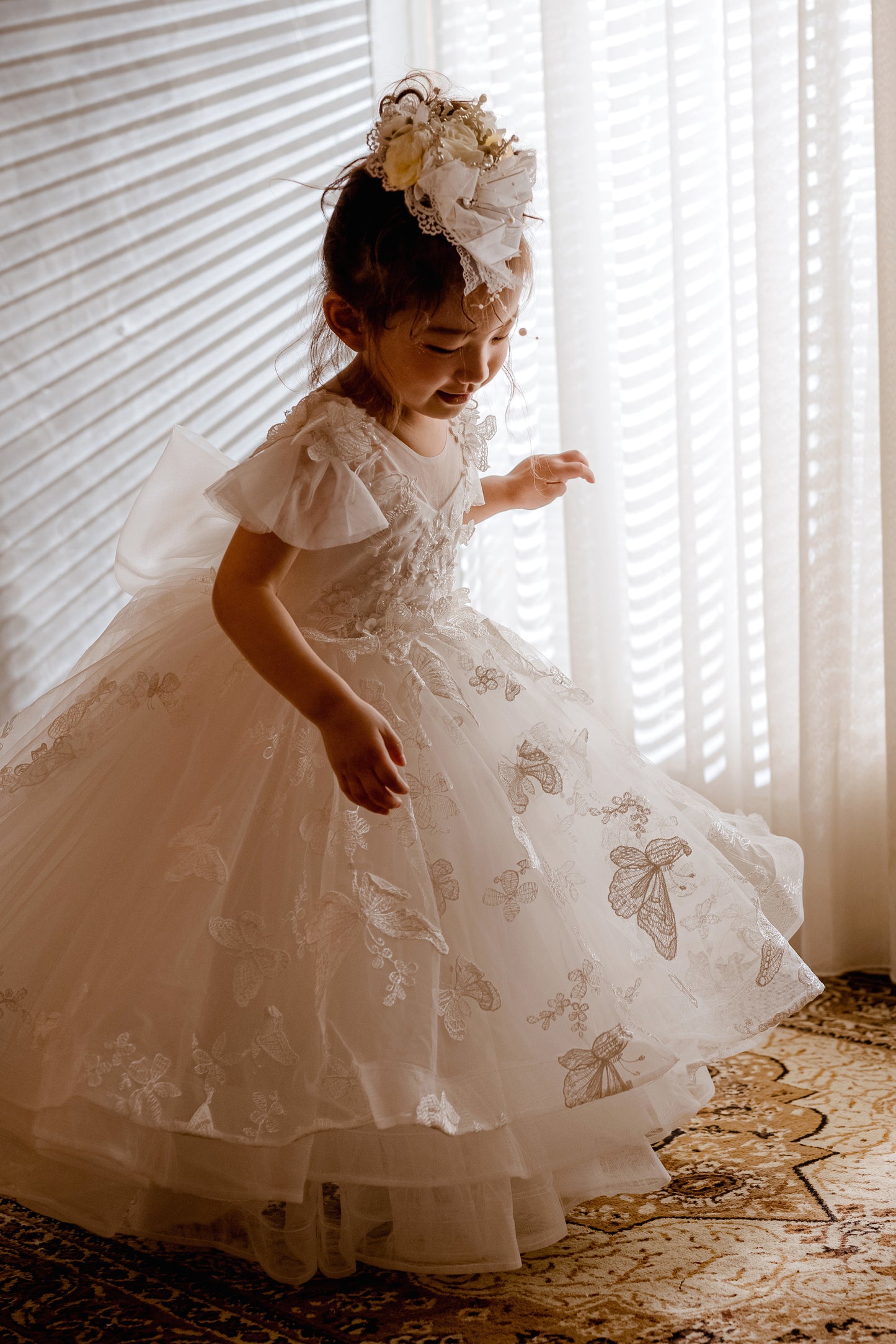 Butterfly Waltz - White Lace Gown