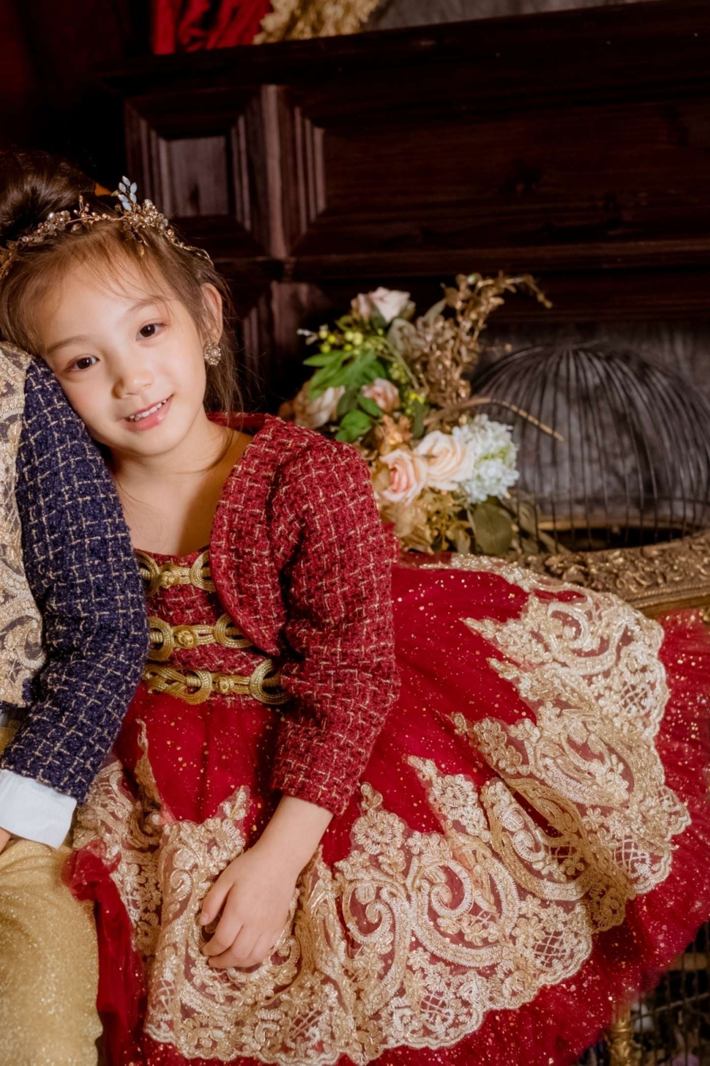 Wine Red Nutcracker Set (Dress + Jacket)