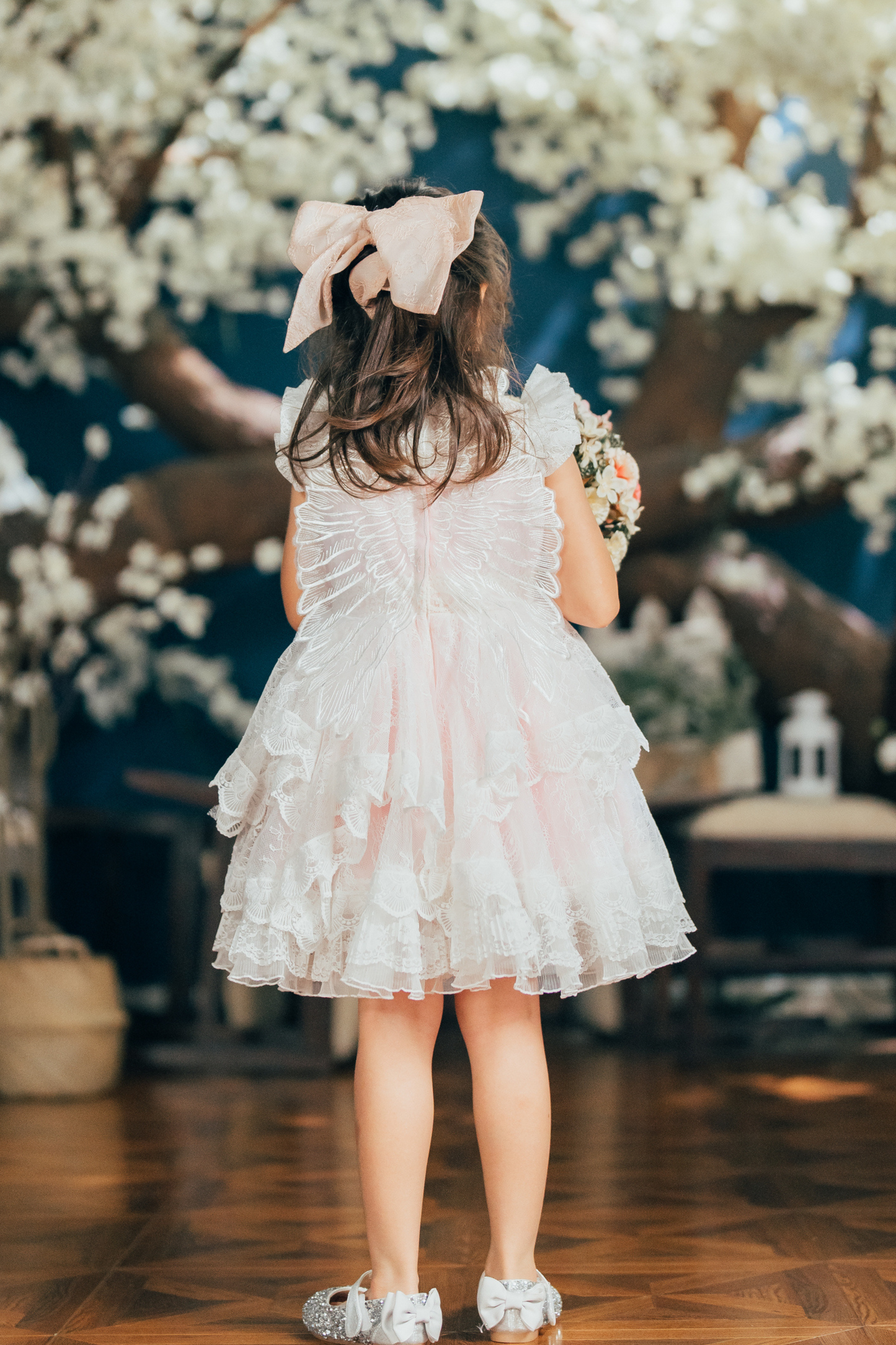 Winged Cupid Angel Lace Dress (Pink)
