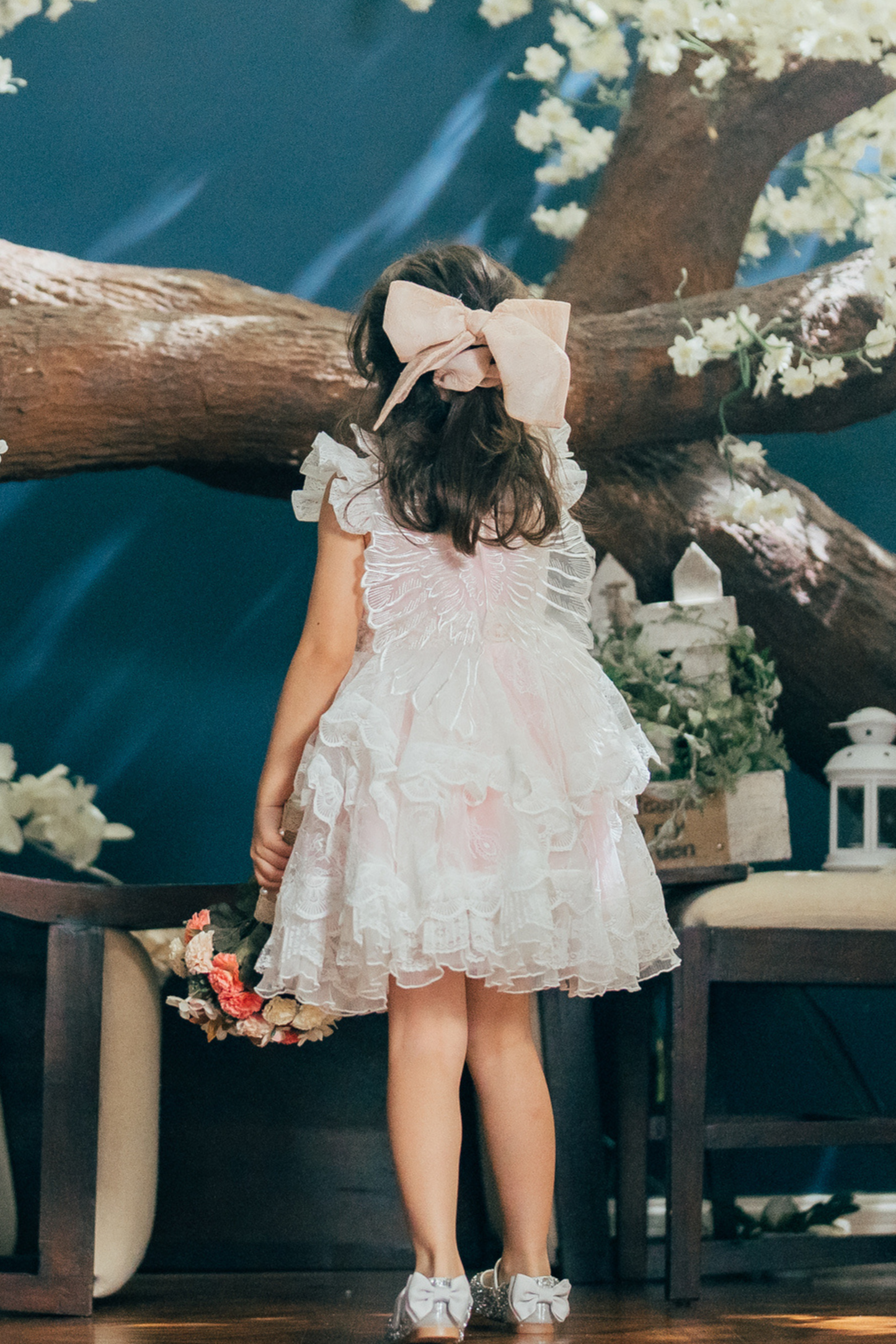 Winged Cupid Angel Lace Dress (Pink)