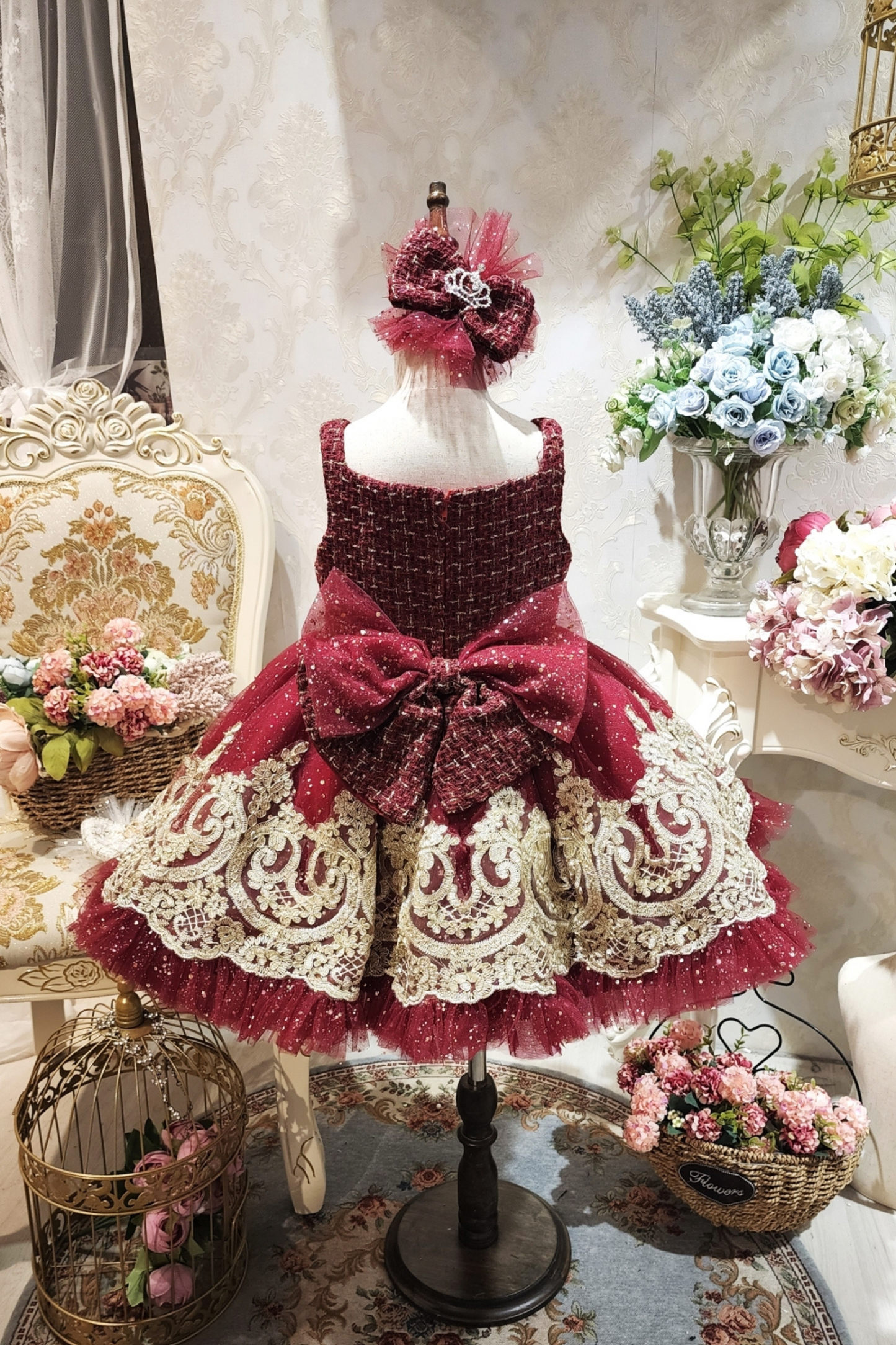 Wine Red Nutcracker Set (Dress + Jacket)