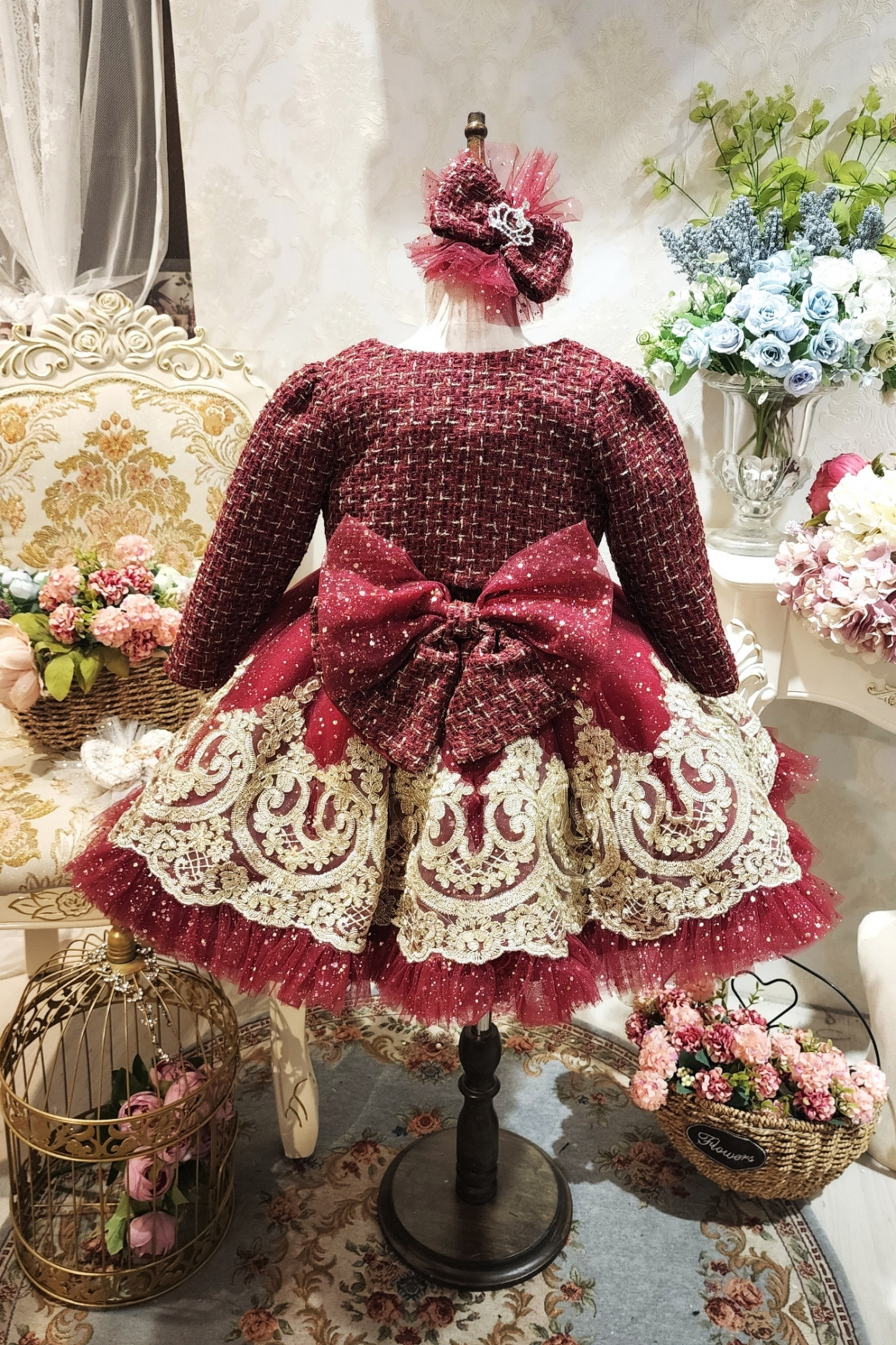 Wine Red Nutcracker Set (Dress + Jacket)