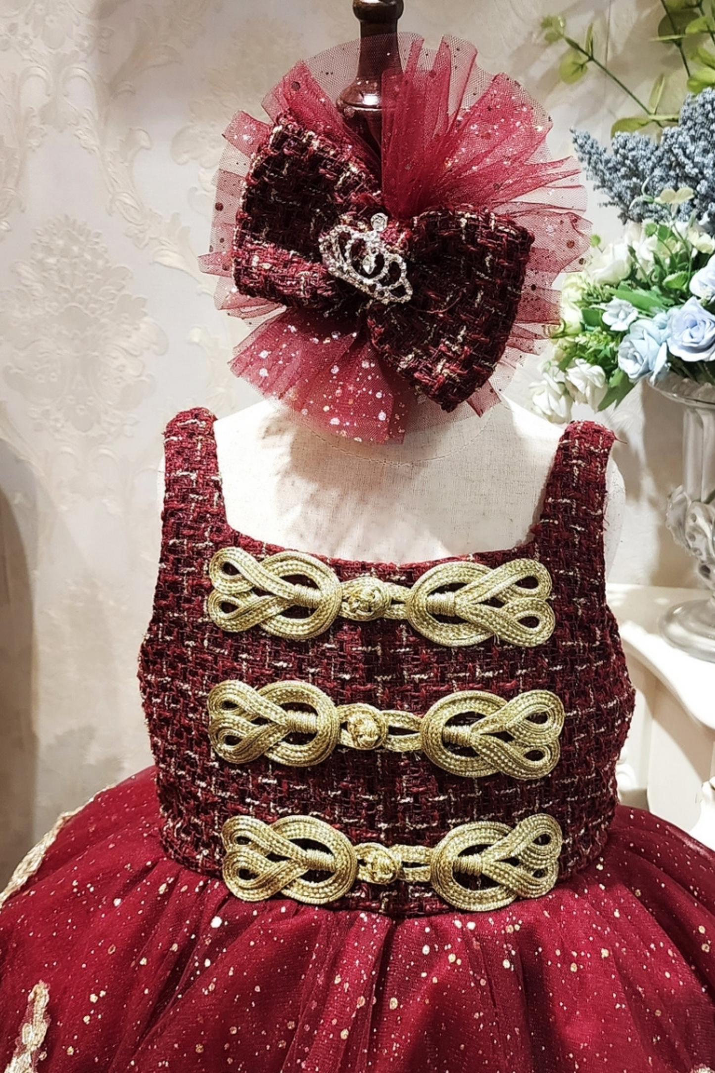 Wine Red Nutcracker Set (Dress + Jacket)