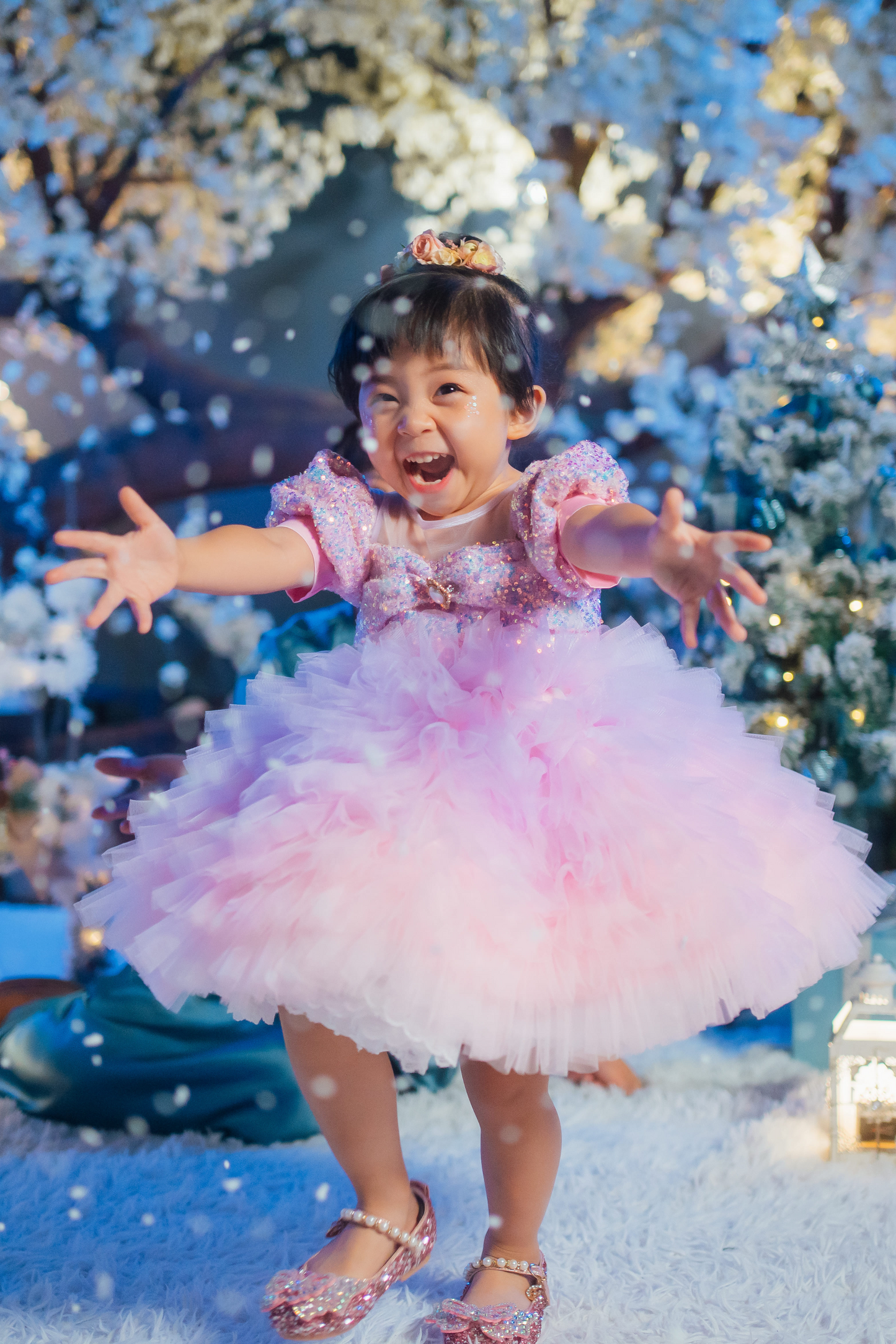 White Sugar Plum Fairy Ombre Tulle Dress