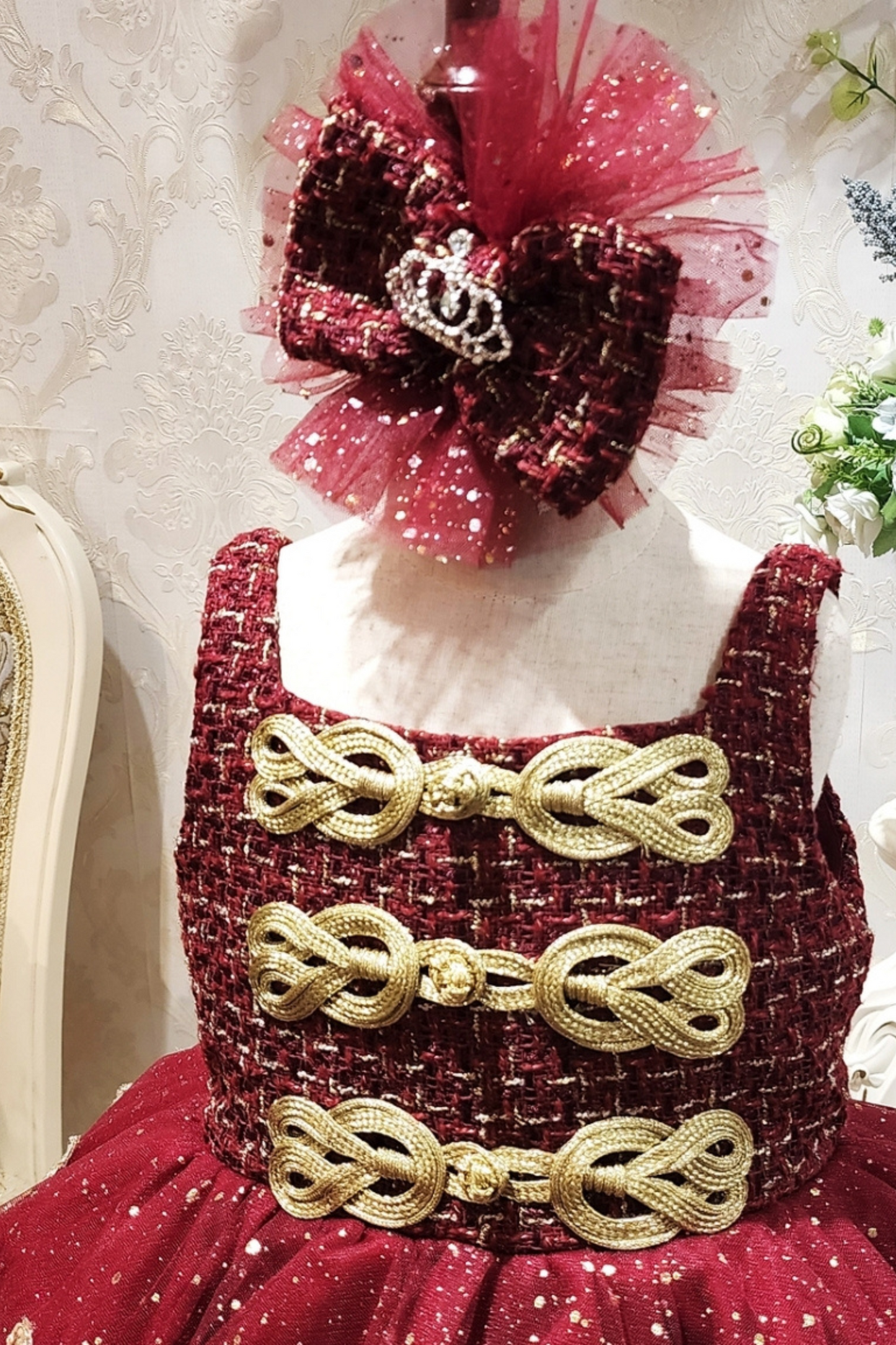 Wine Red Nutcracker Set (Dress + Jacket)