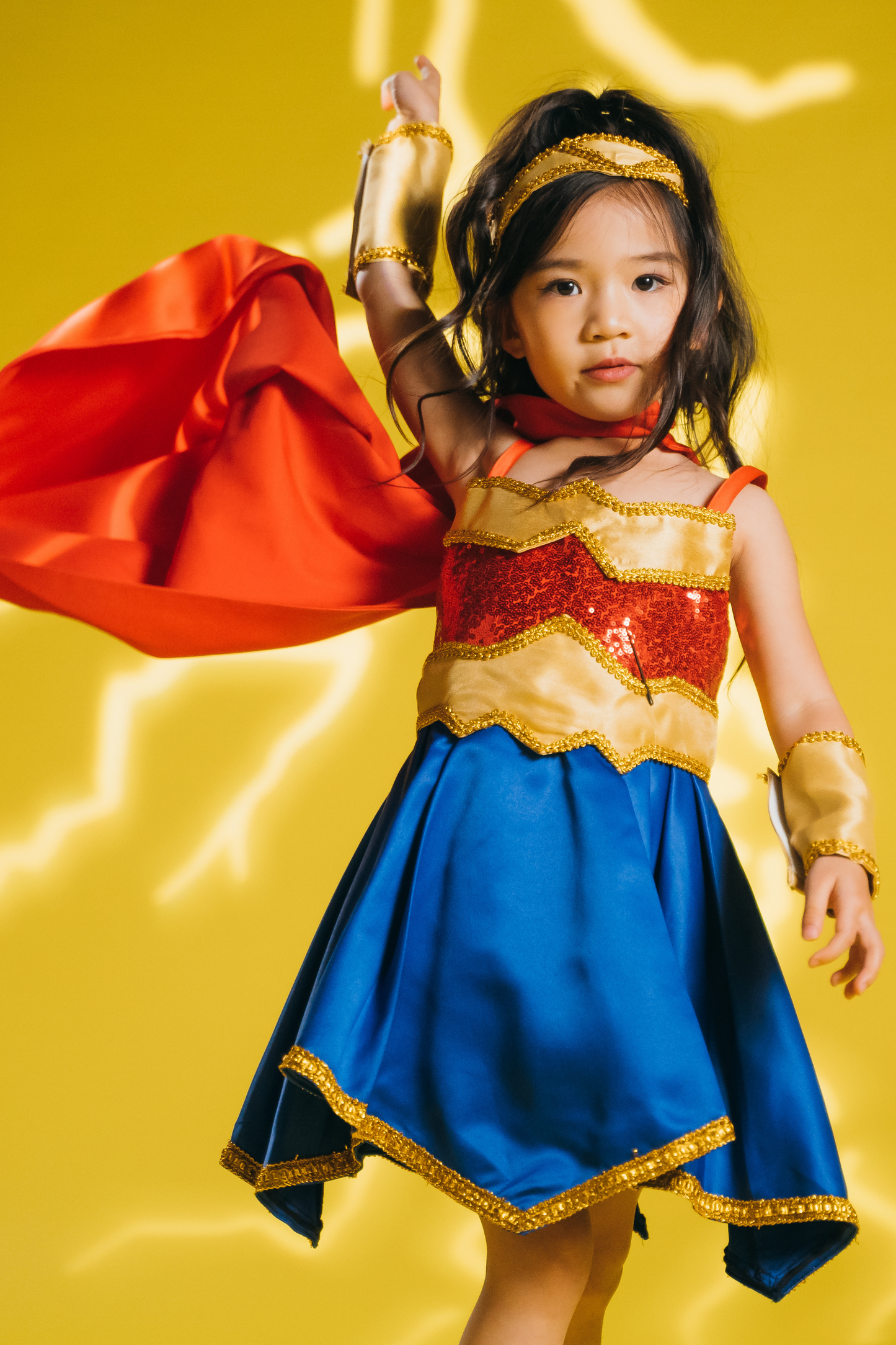 Wonder Woman Set with Dress, Cape, Headband & Sleeves
