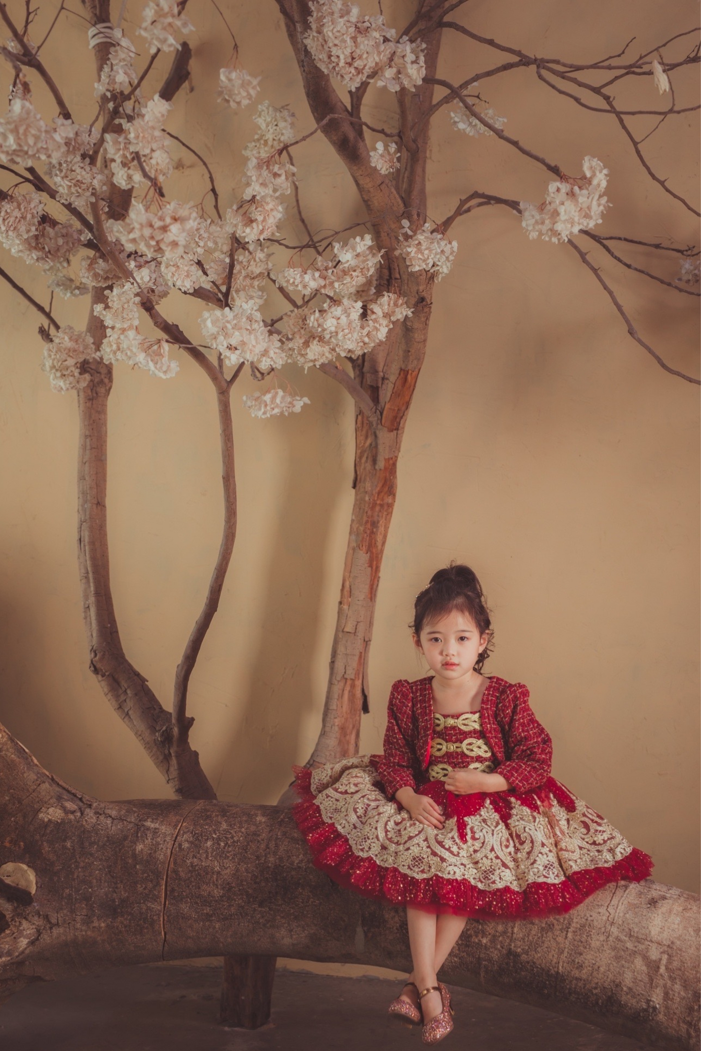 Wine Red Nutcracker Set (Dress + Jacket)