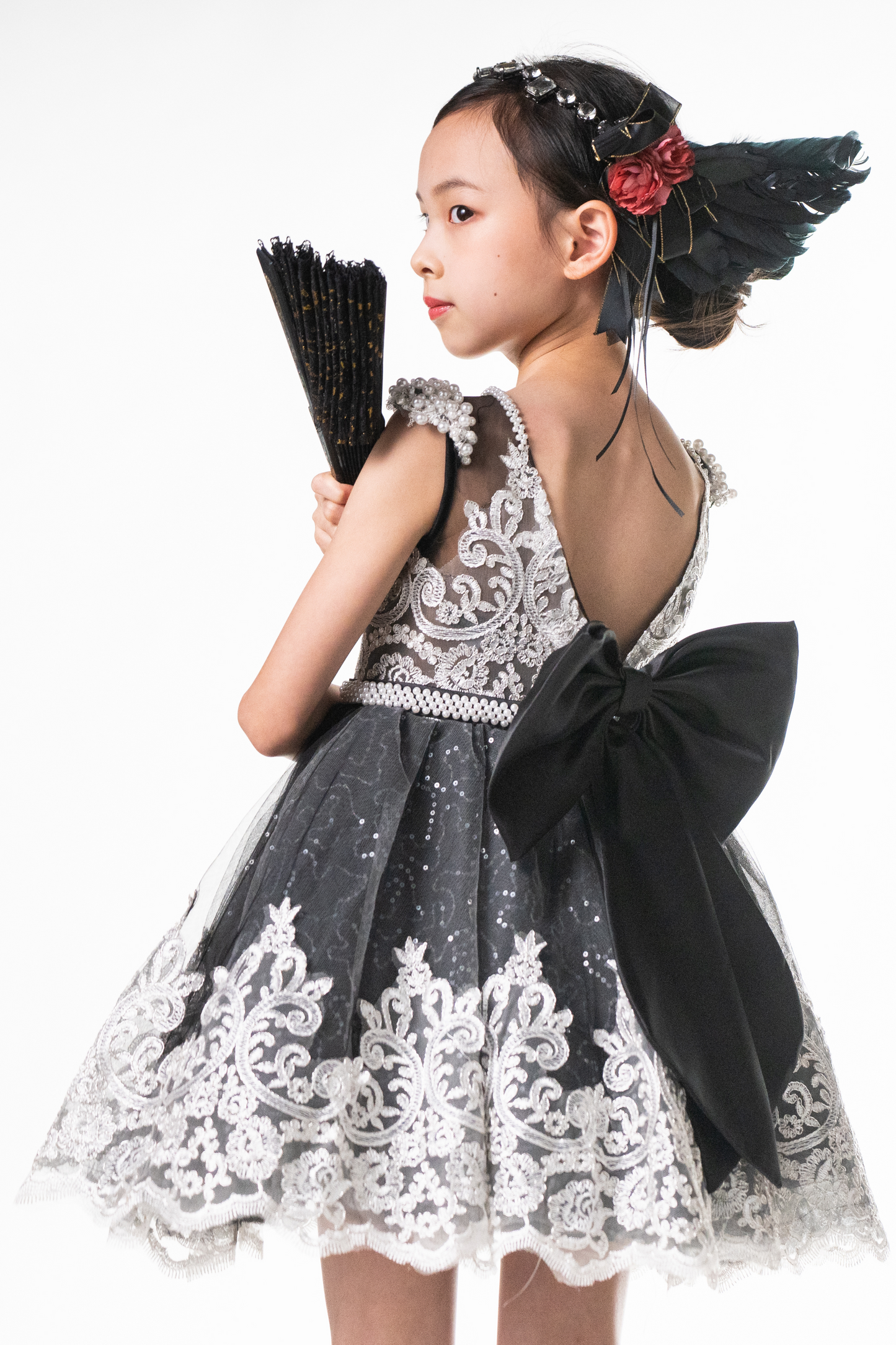 Black Swan - Black & Silver Lace Dress