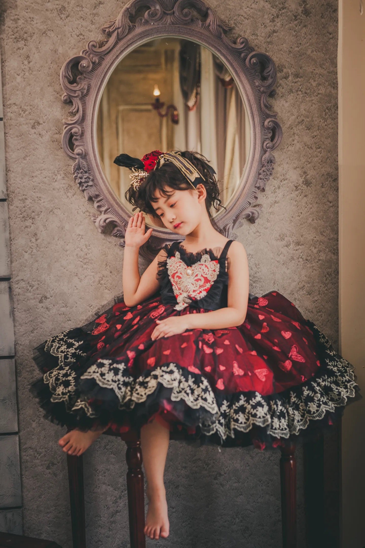 Queen of Hearts Red & Black Lace Set (Dress & Coat)
