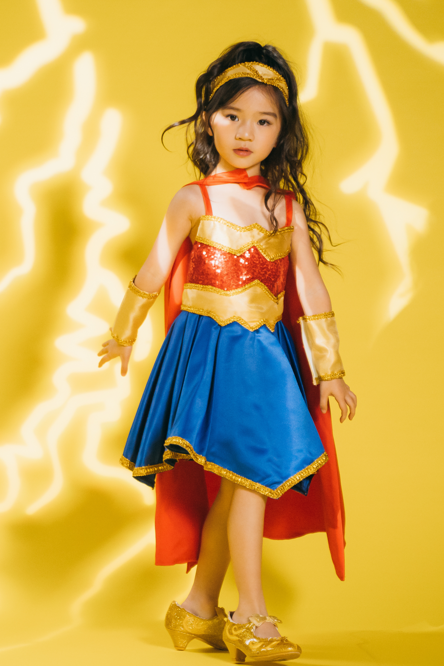 Wonder Woman Set with Dress, Cape, Headband & Sleeves
