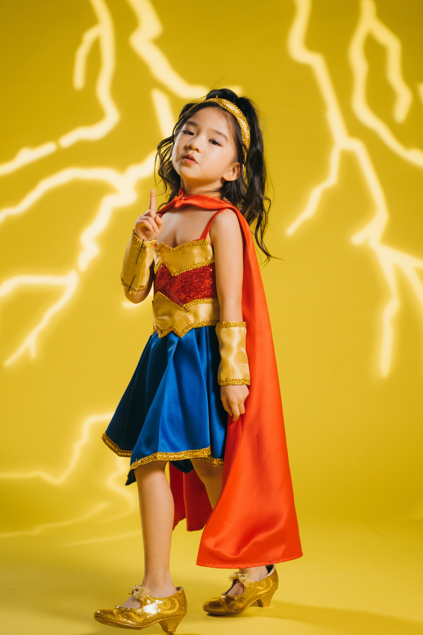 Wonder Woman Set with Dress, Cape, Headband & Sleeves