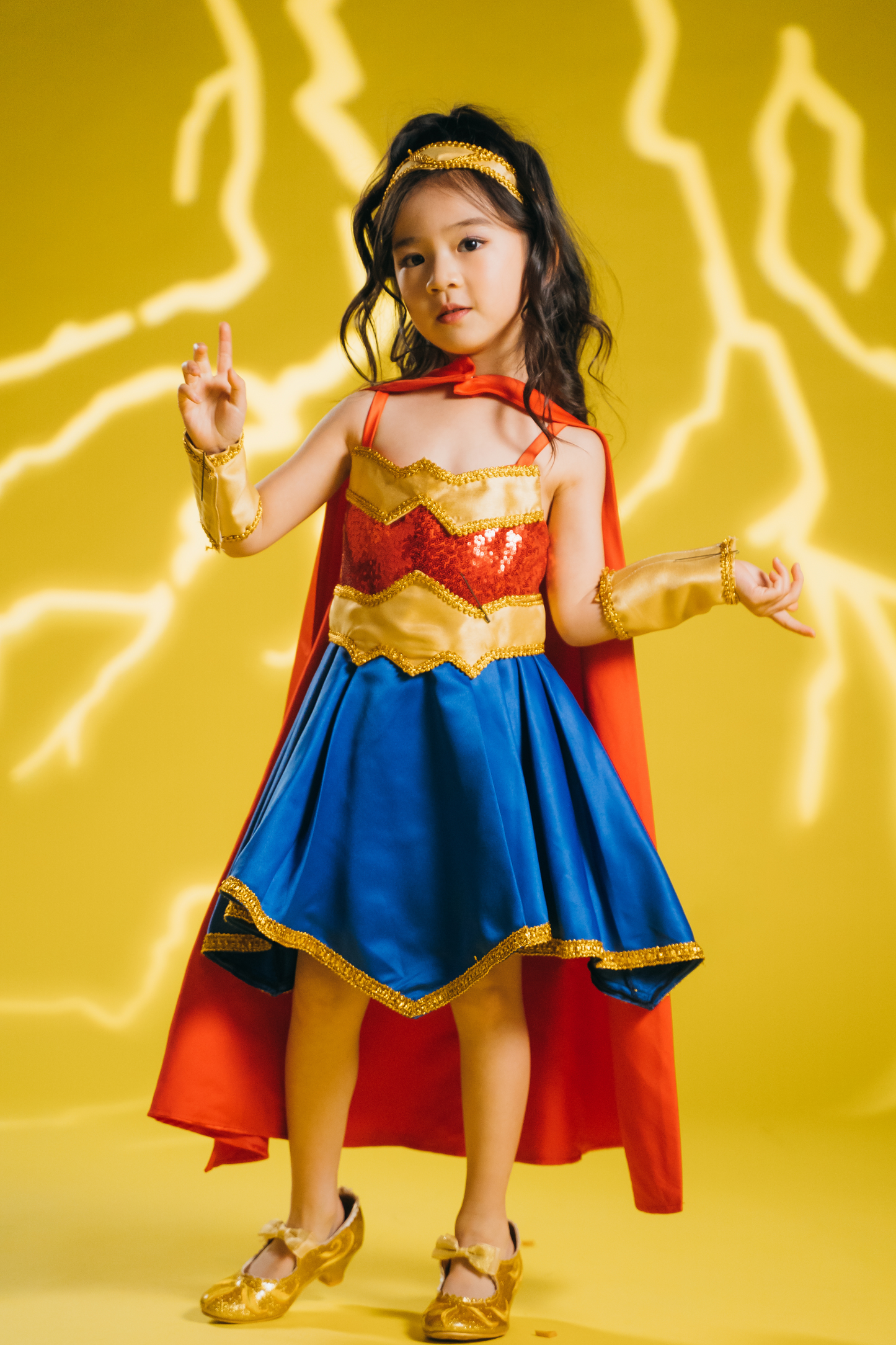 Wonder Woman Set with Dress, Cape, Headband & Sleeves