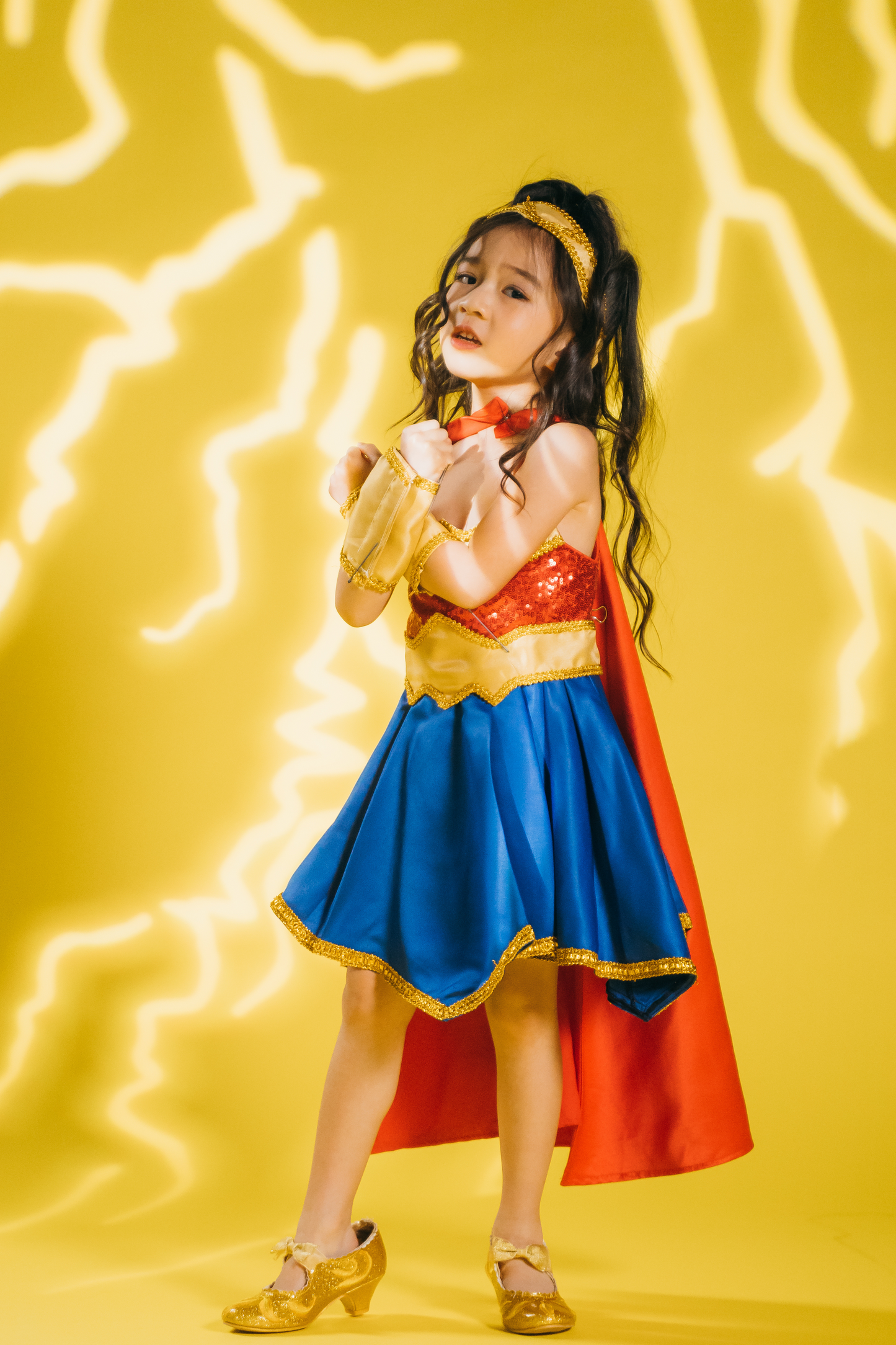 Wonder Woman Set with Dress, Cape, Headband & Sleeves