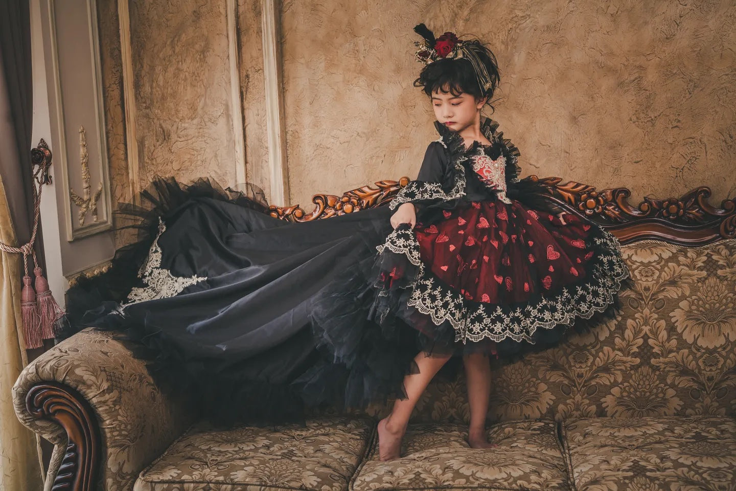 Queen of Hearts Red & Black Lace Set (Dress & Coat)