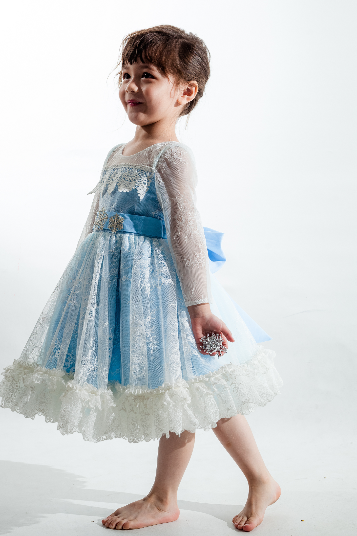 Elsa Long Sleeves Lace Dress (Blue/ Pink/ White)