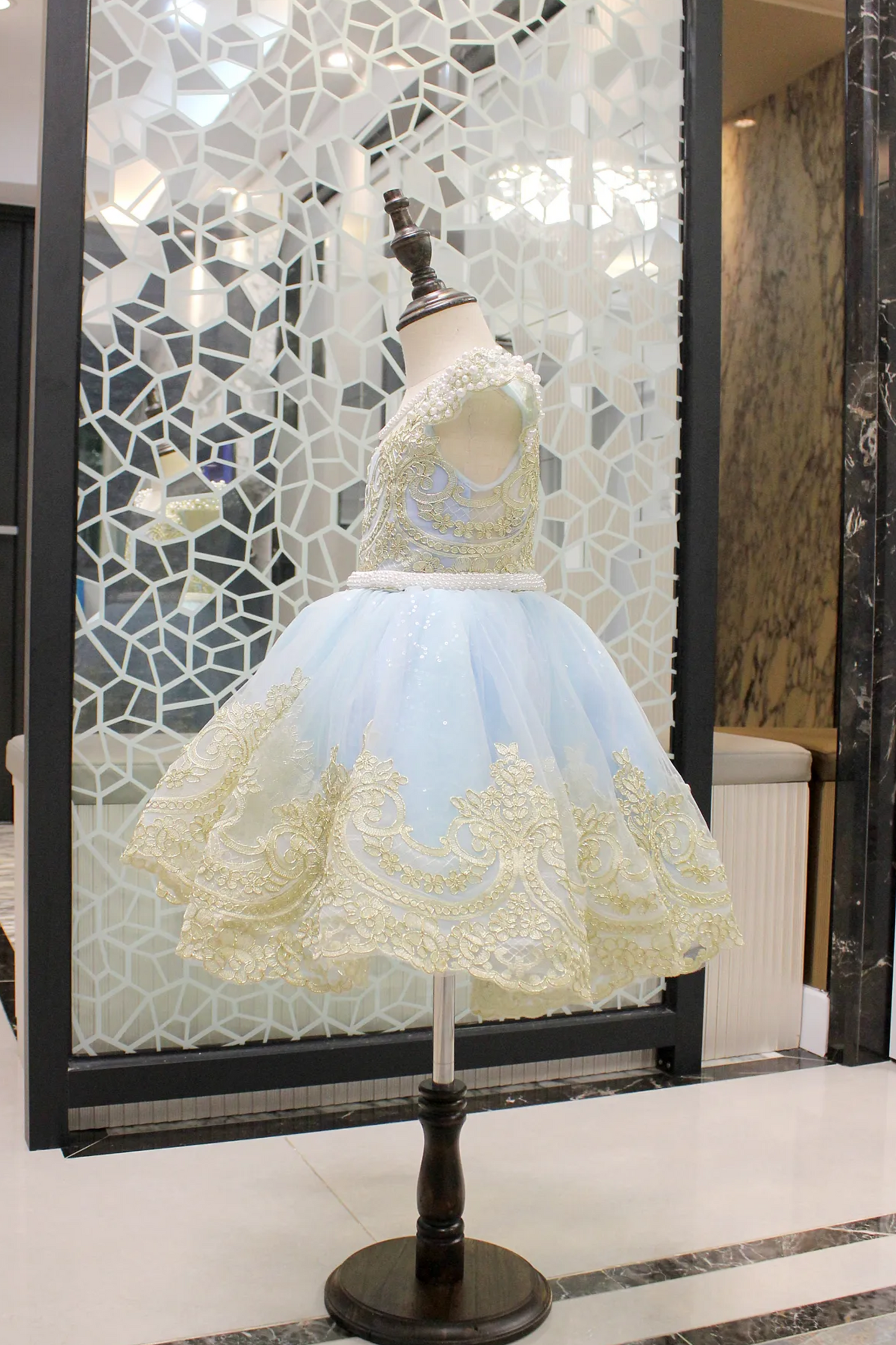 Blue Swan Rococo Gold Lace Dress