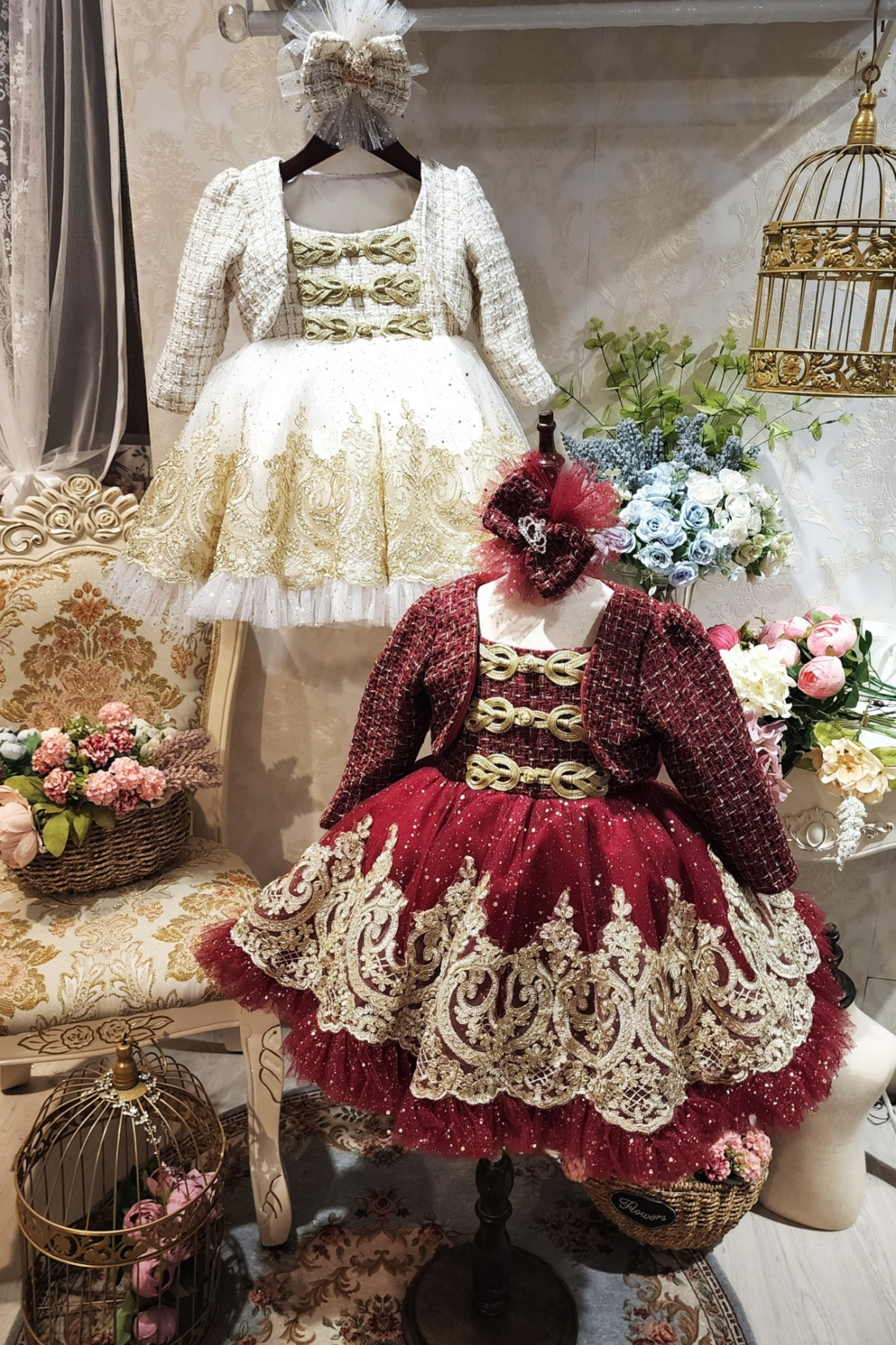 Wine Red Nutcracker Set (Dress + Jacket)