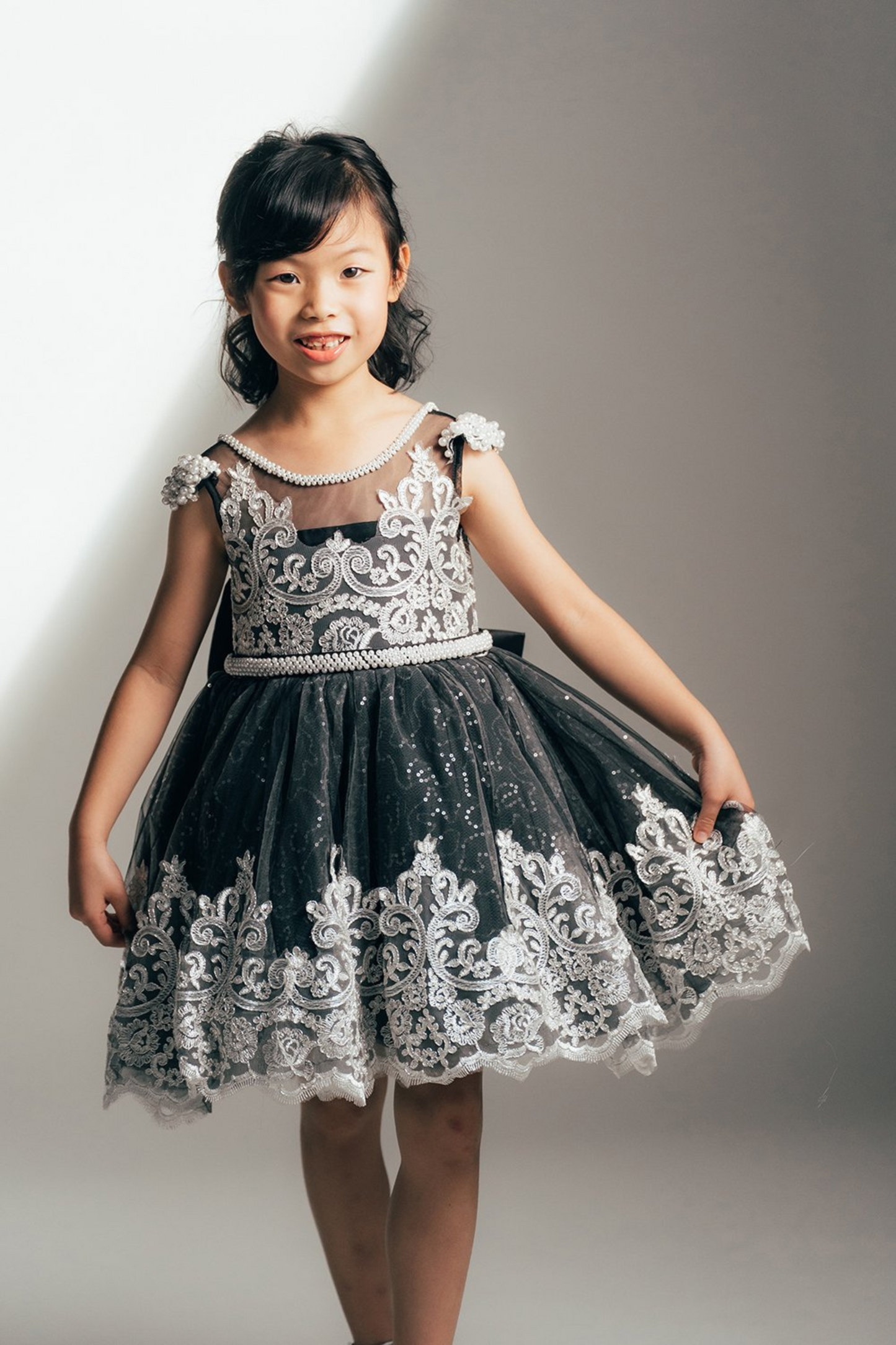 Black Swan - Black & Silver Lace Dress