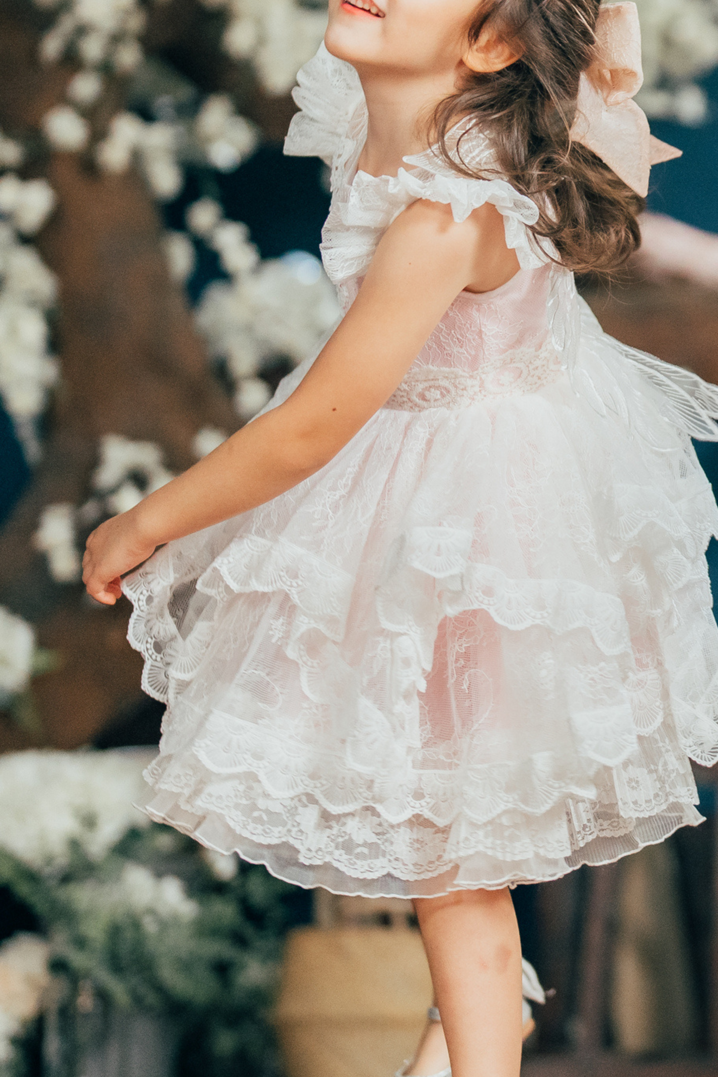 Winged Cupid Angel Lace Dress (Pink)