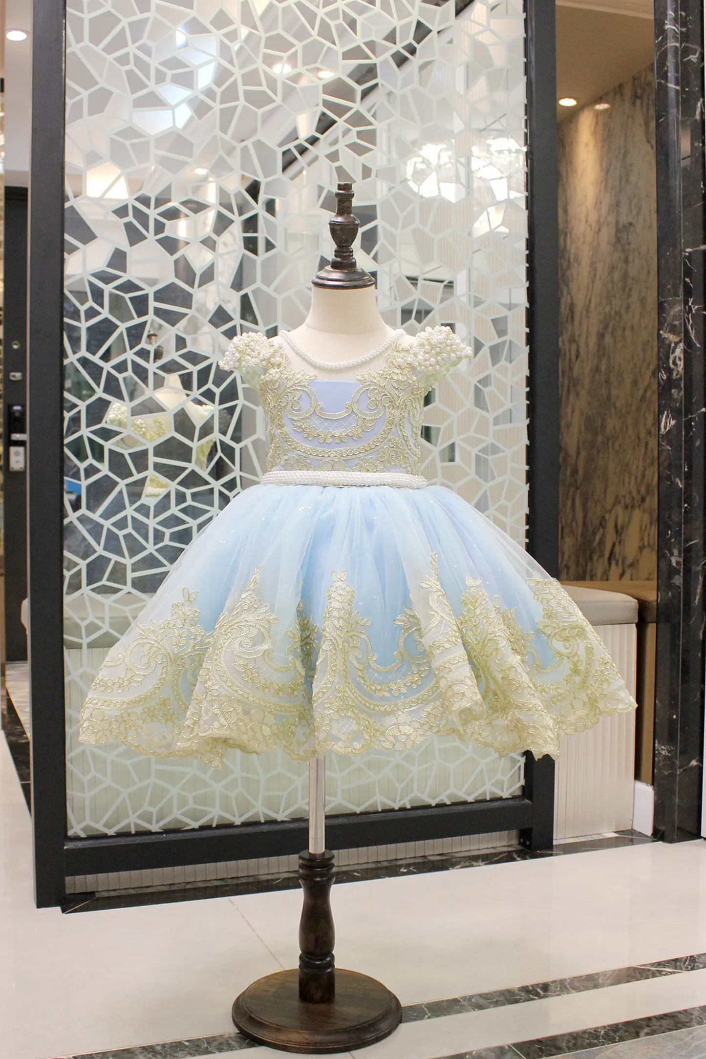 Blue Swan Rococo Gold Lace Dress