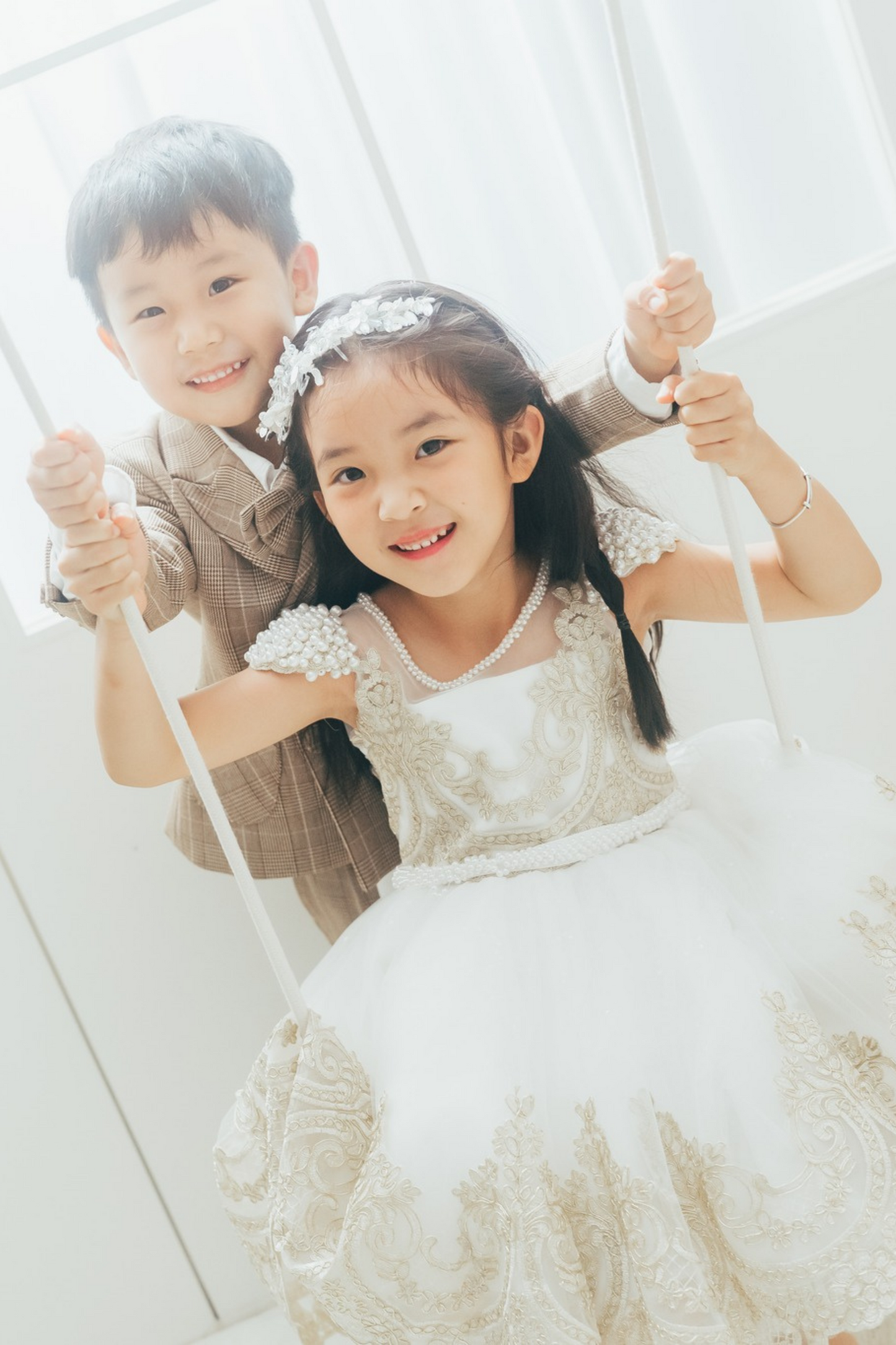 White Swan Gold Lace Dress
