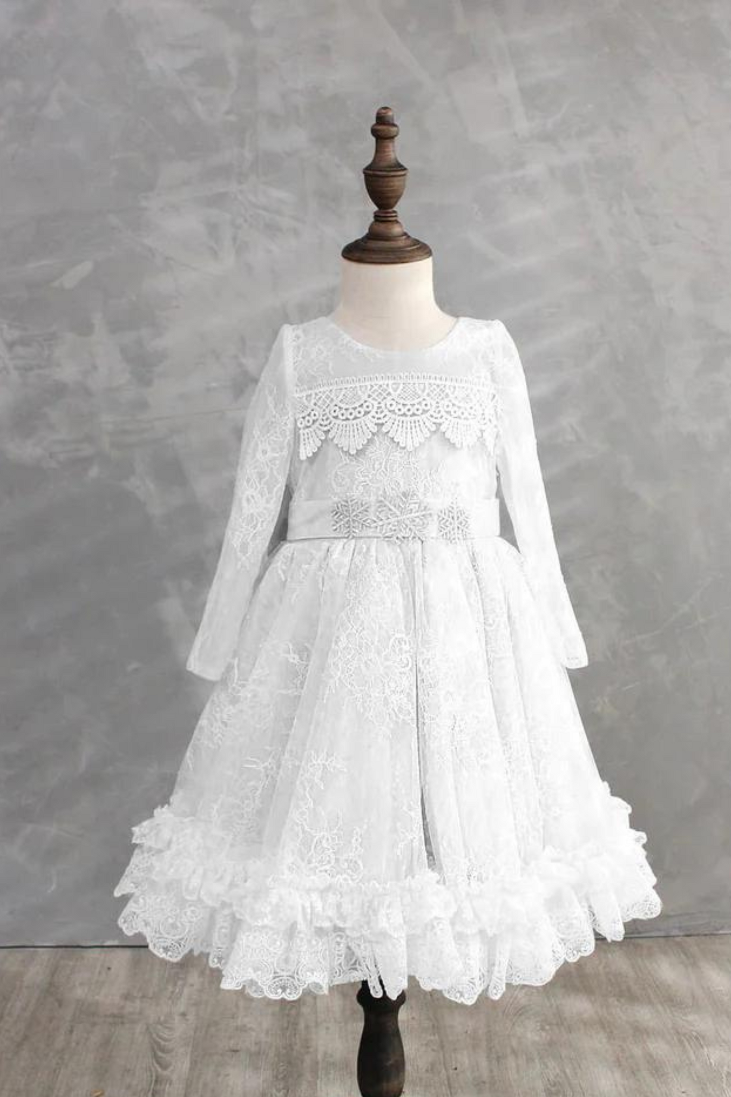 Elsa Long Sleeves Lace Dress (Blue/ Pink/ White)