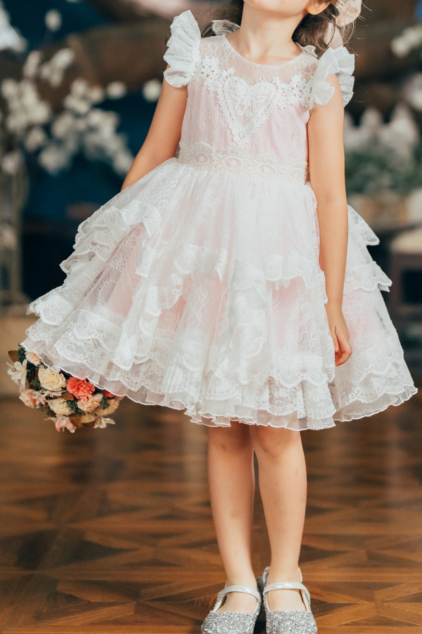 Winged Cupid Angel Lace Dress (Pink)