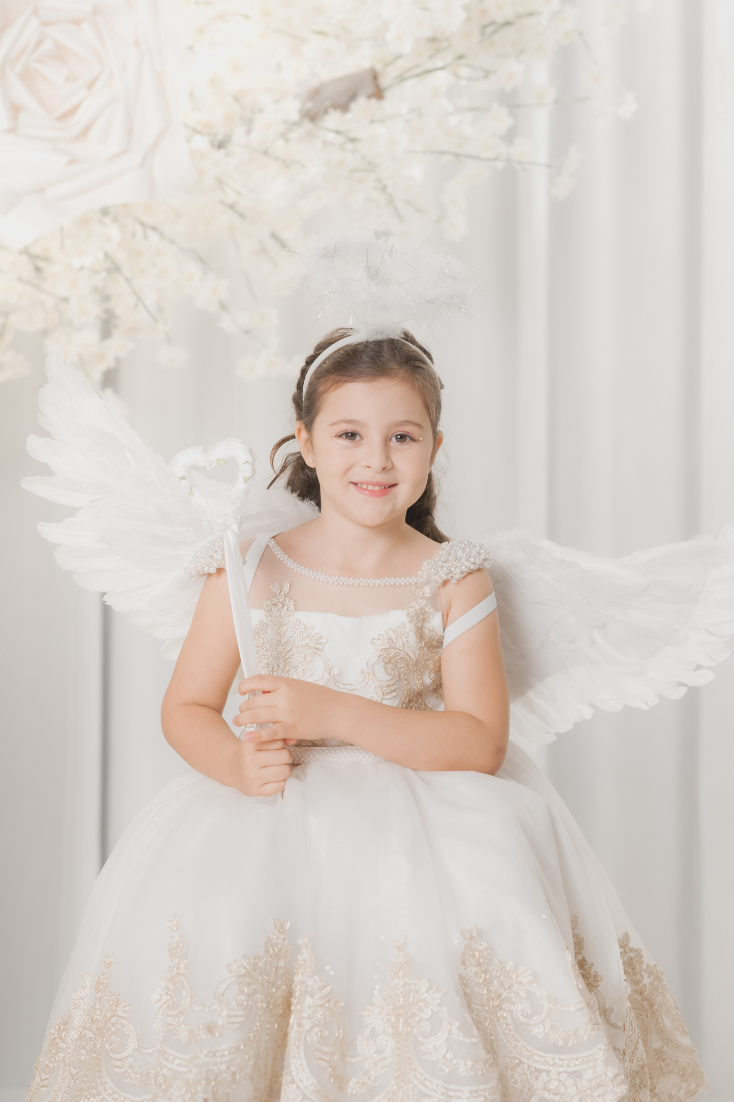 White Swan Gold Lace Dress