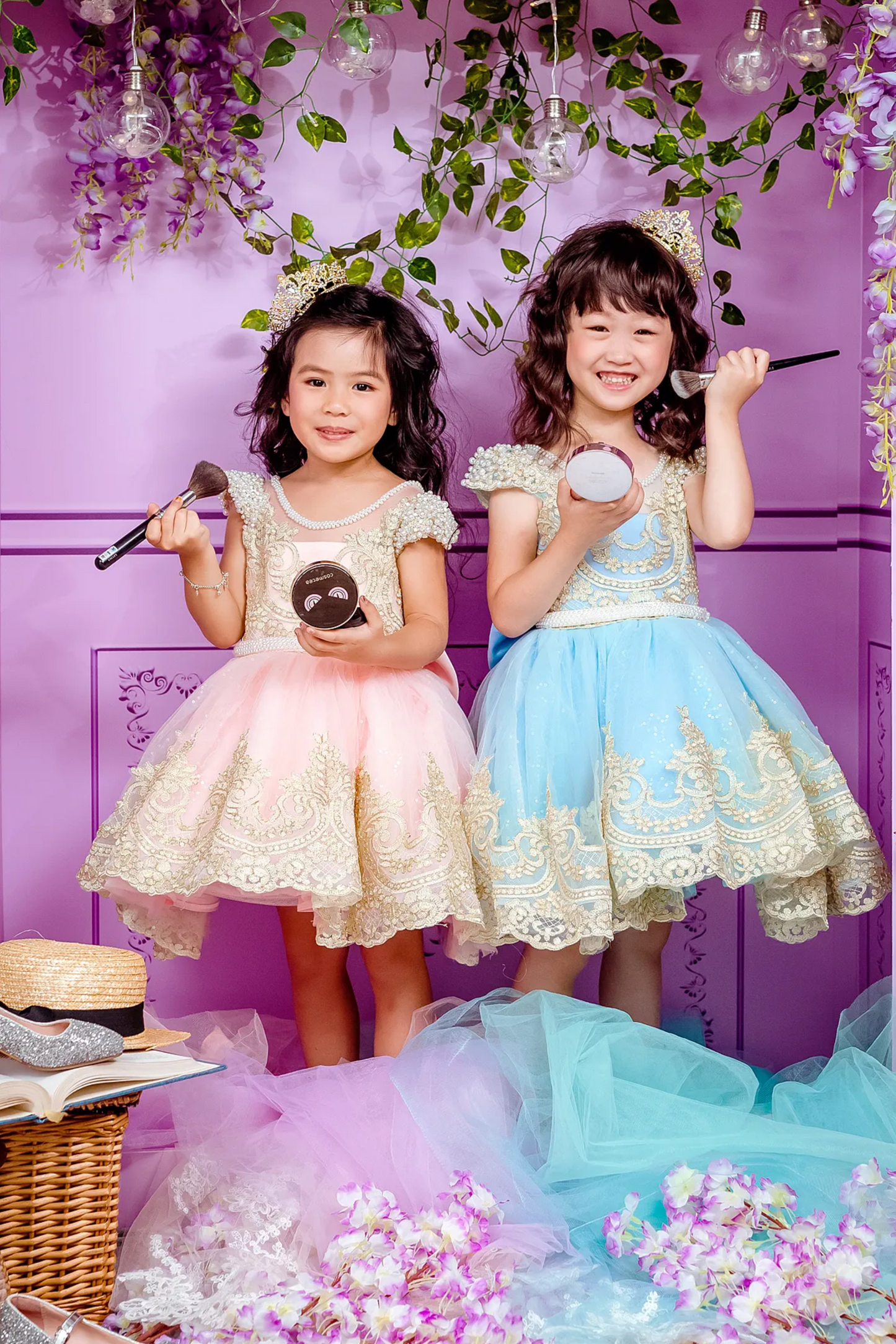 Pink Swan Rococo Gold Lace Dress