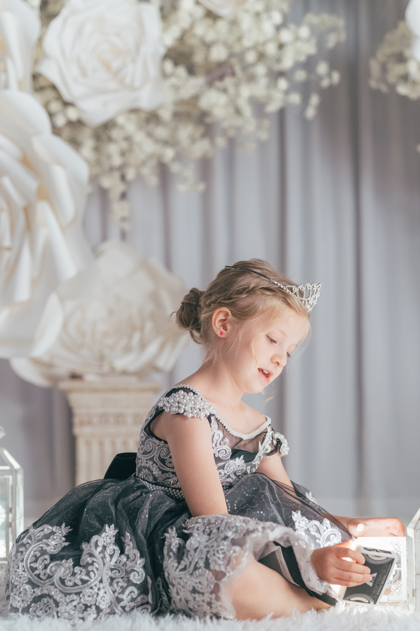 Black Swan - Black & Silver Lace Dress