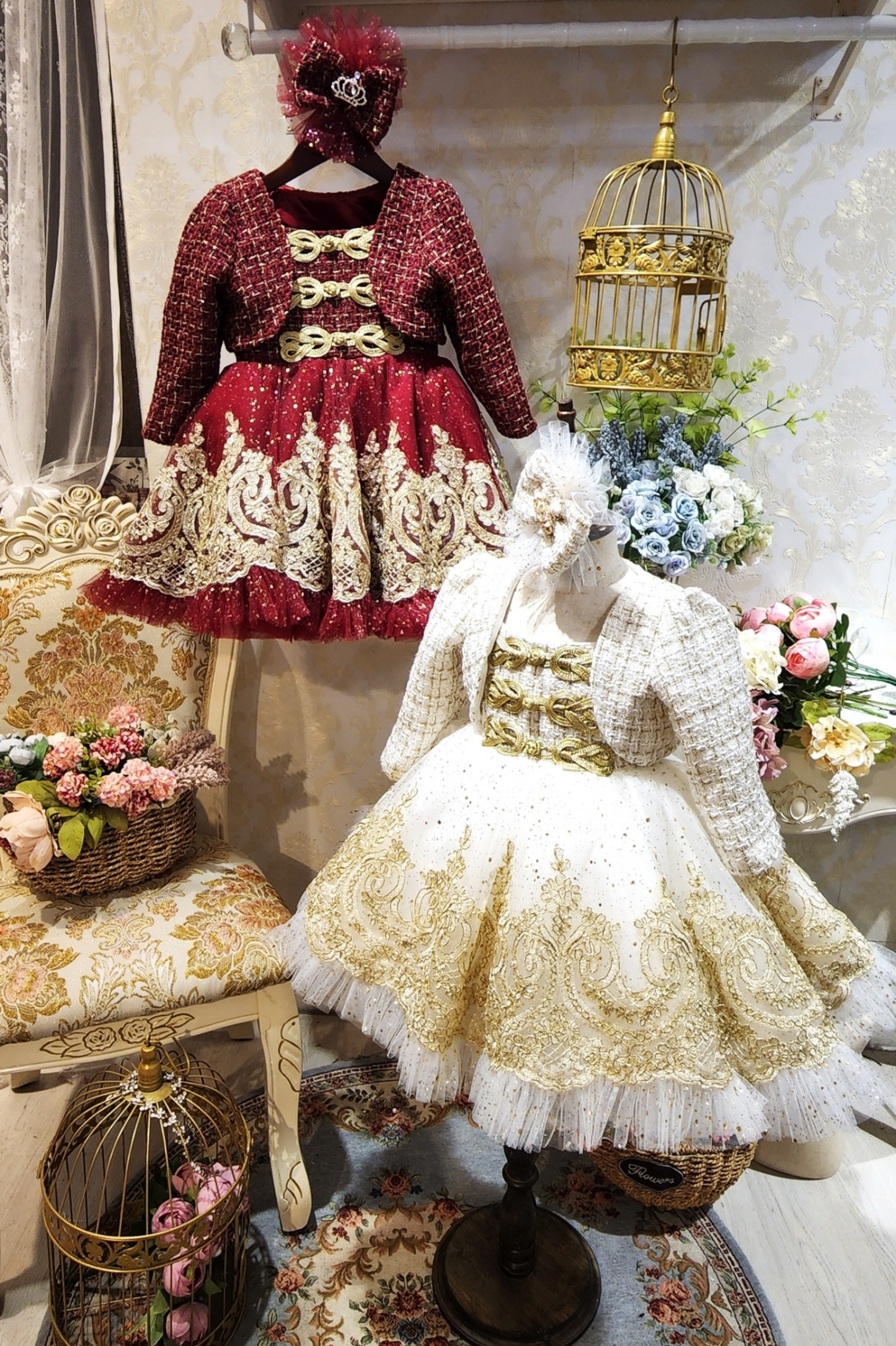 Wine Red Nutcracker Set (Dress + Jacket)