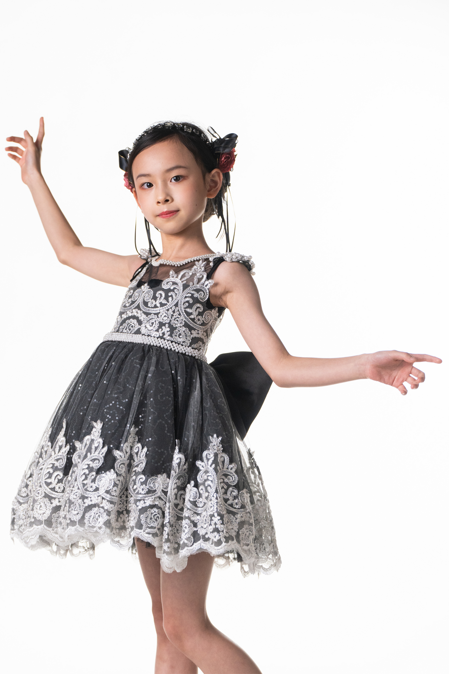 Black Swan - Black & Silver Lace Dress