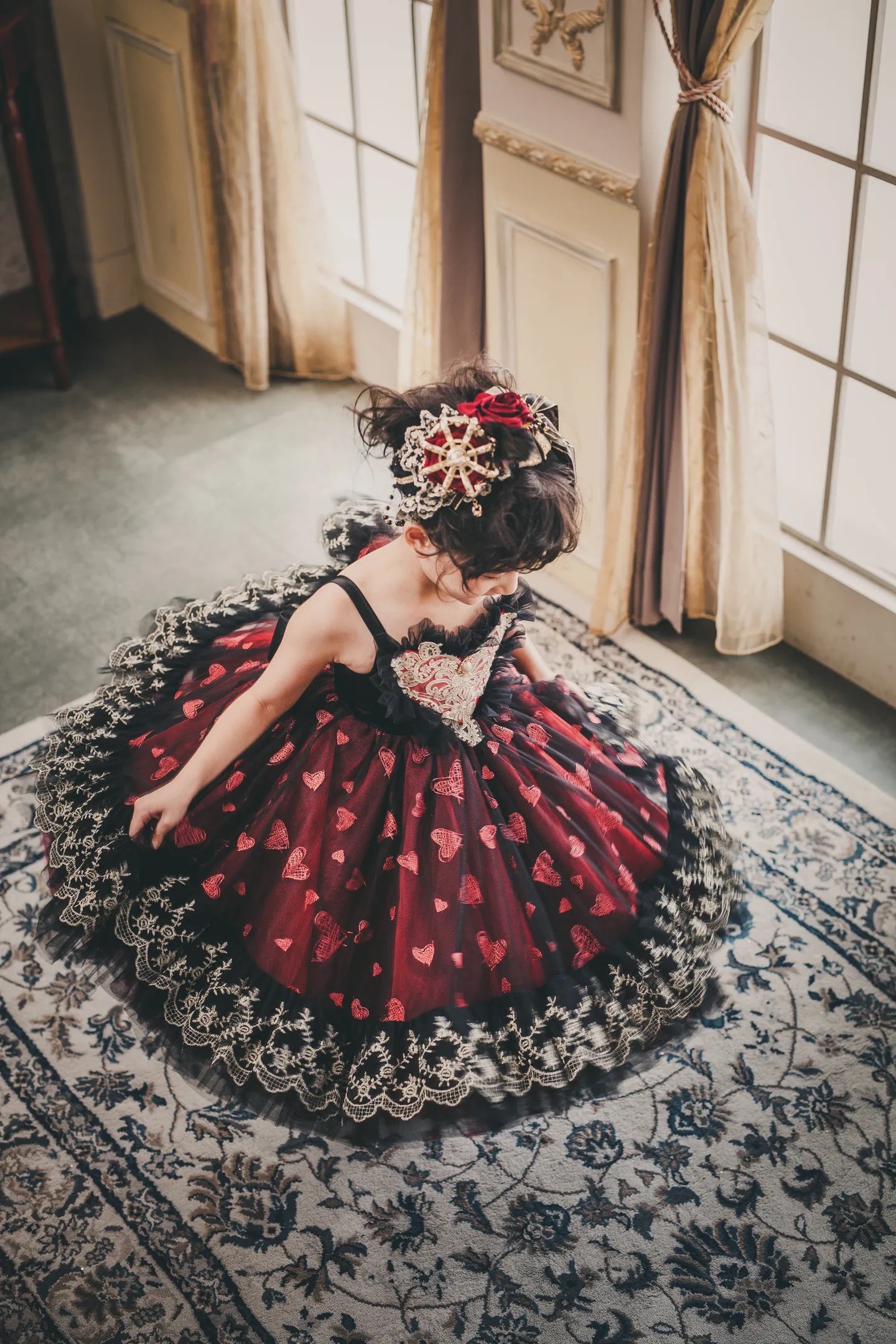 Queen of Hearts Red & Black Lace Set (Dress & Coat)
