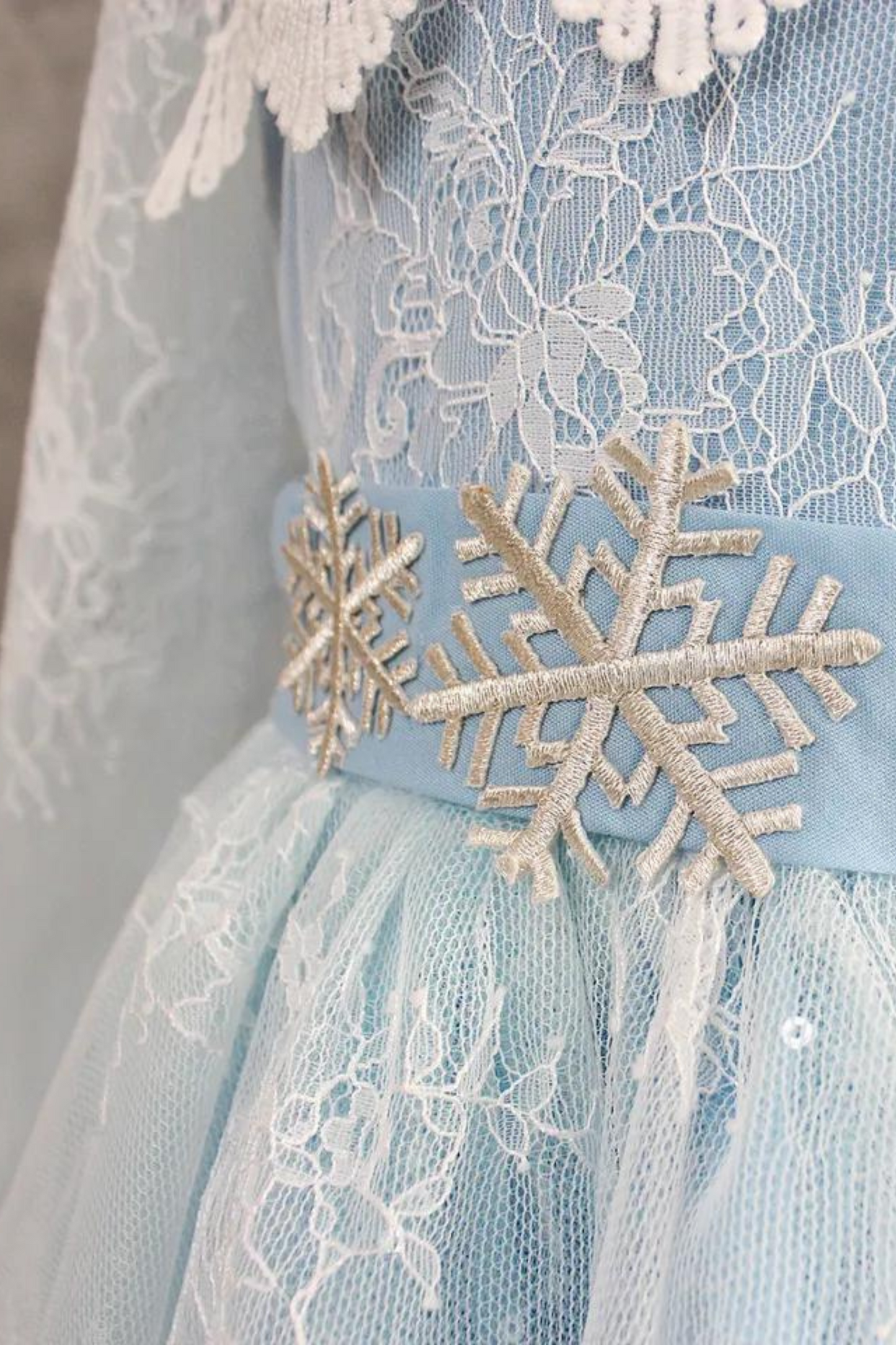 Elsa Long Sleeves Lace Dress (Blue/ Pink/ White)