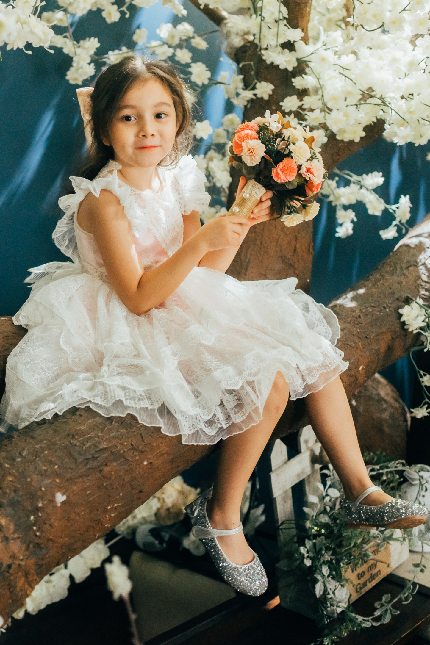 Winged Cupid Angel Lace Dress (White)