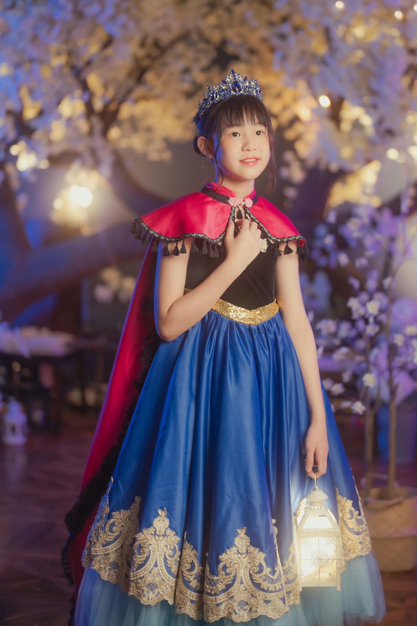 Anna Snow Blue Gown with Magenta Cape