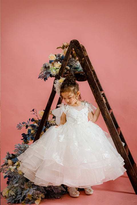 Butterfly Waltz - White Lace Gown