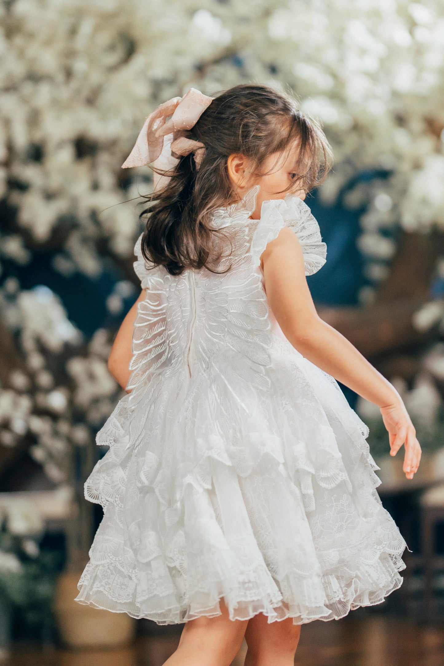 Winged Cupid Angel Lace Dress (Pink)