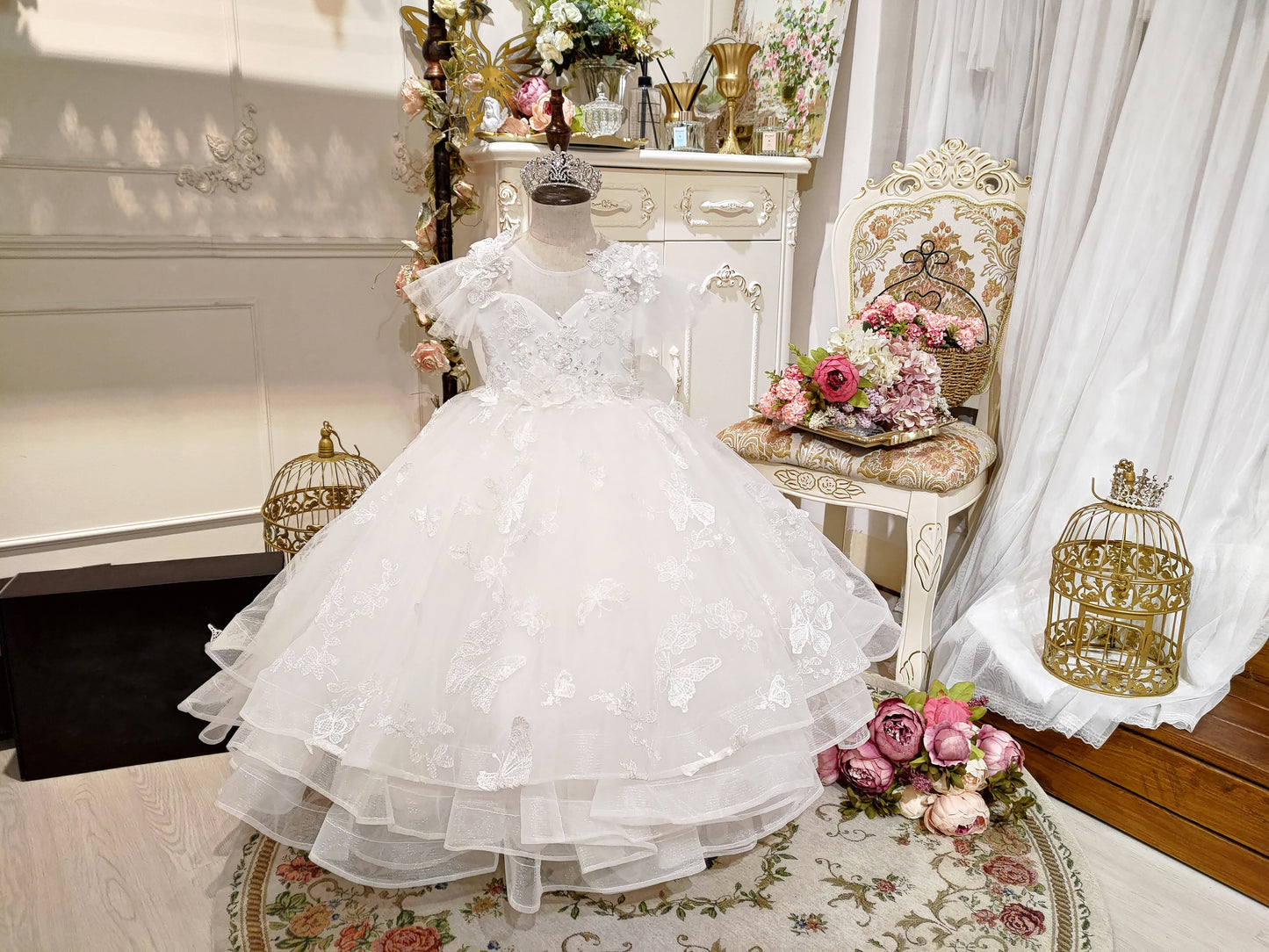 Butterfly Waltz - White Lace Gown