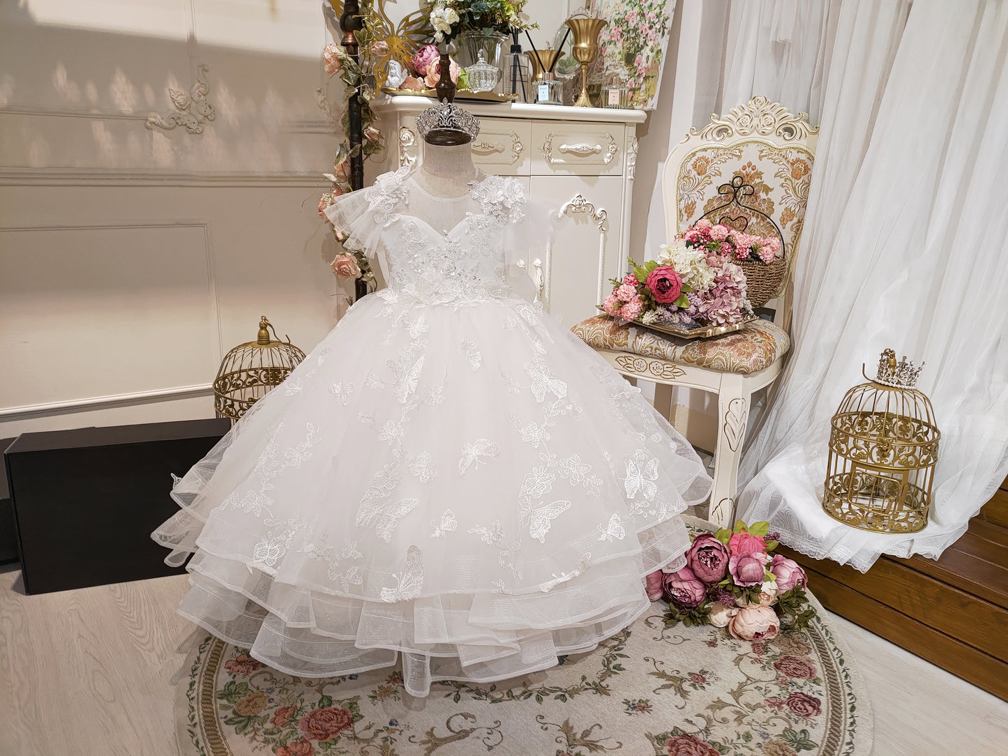 Butterfly Waltz - White Lace Gown
