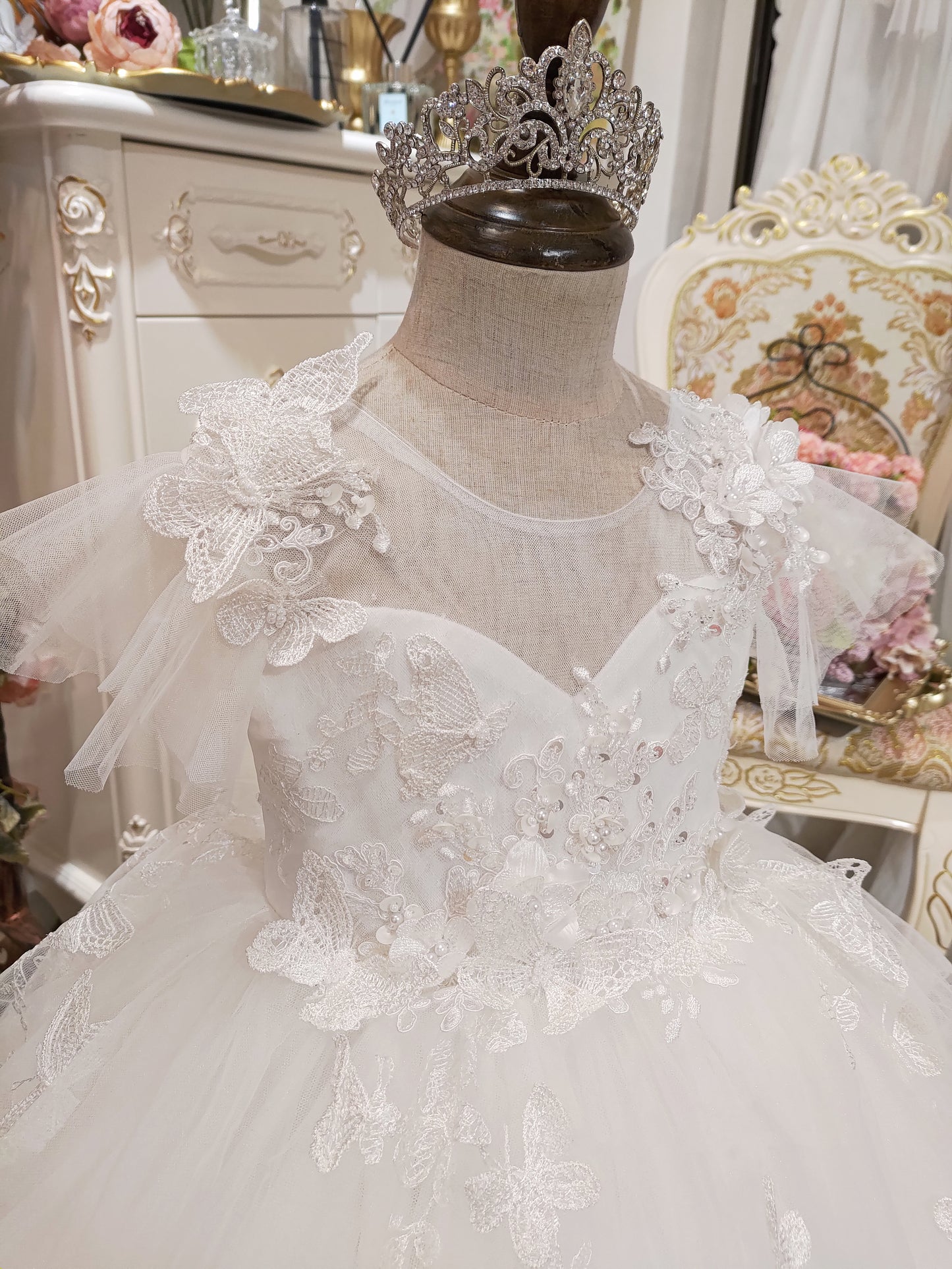 Butterfly Waltz - White Lace Gown