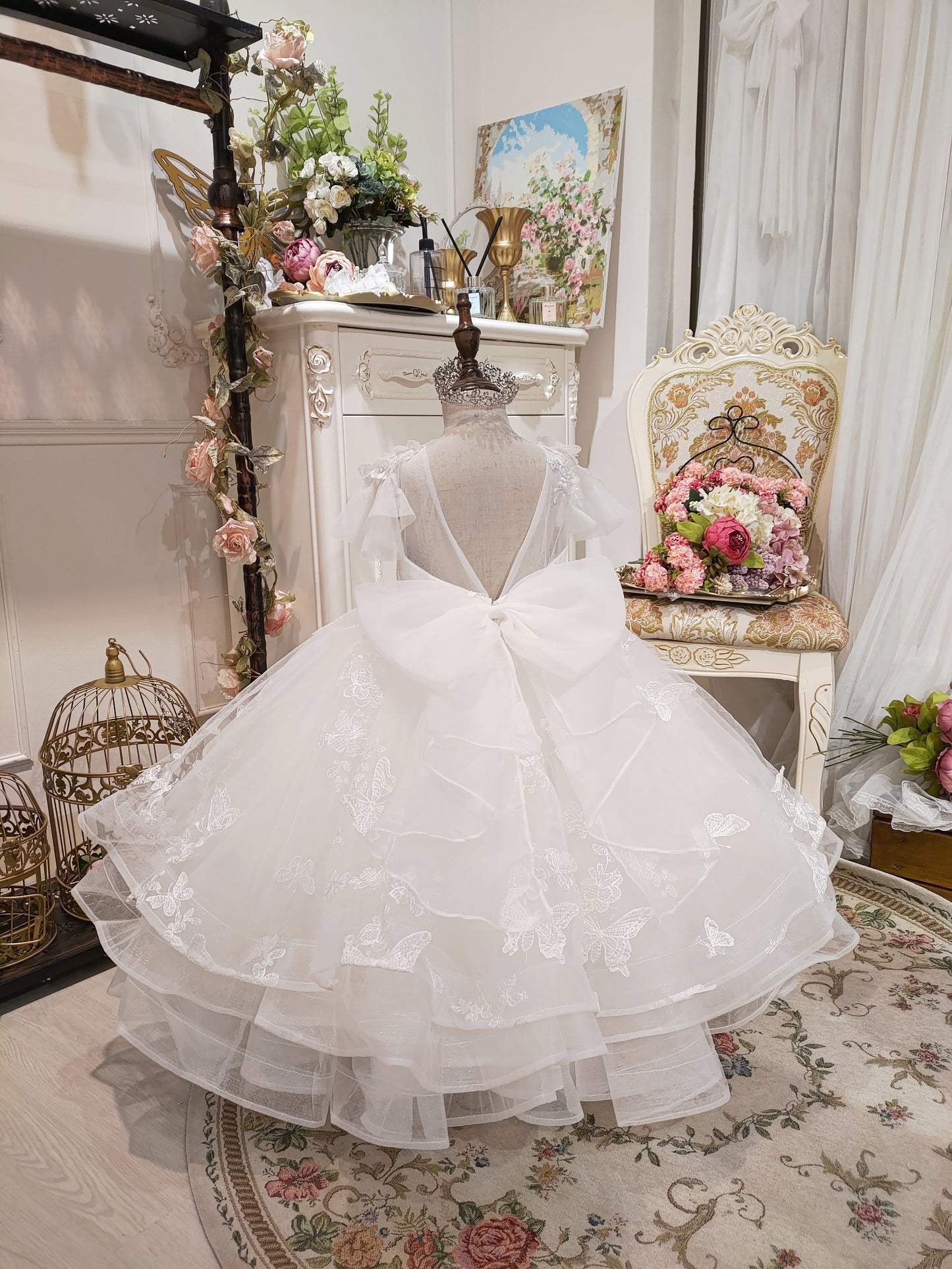 Butterfly Waltz - White Lace Gown