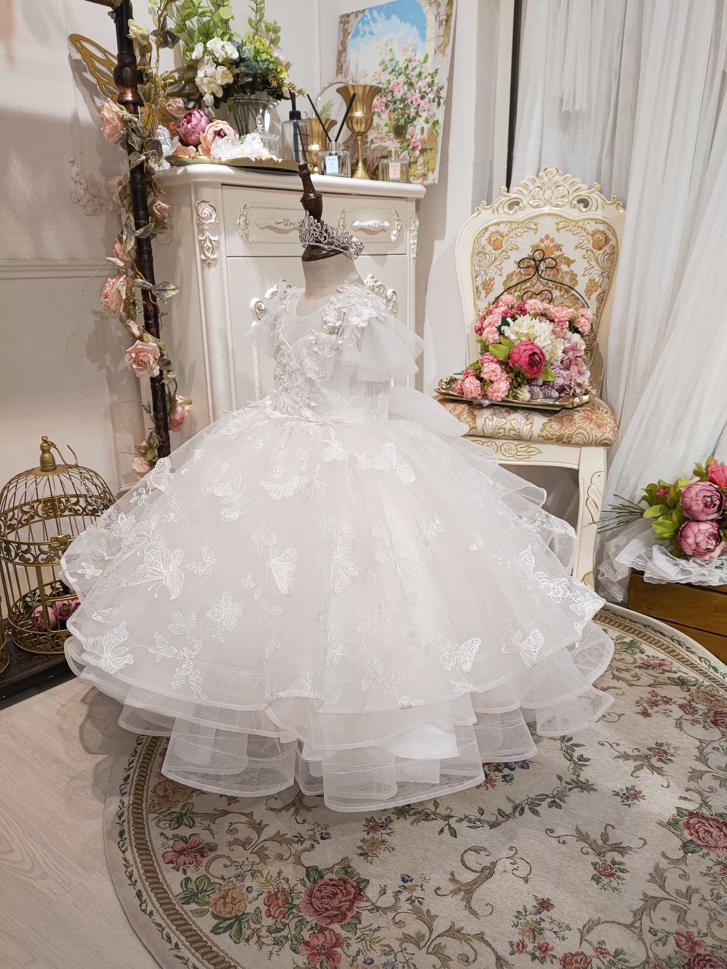 Butterfly Waltz - White Lace Gown