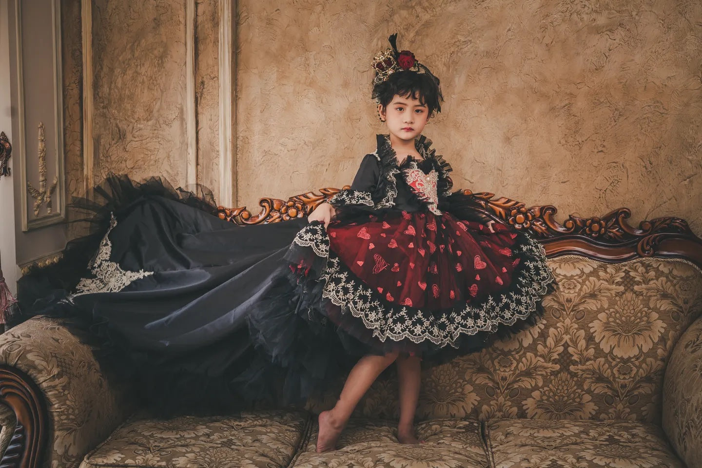 Queen of Hearts Red & Black Lace Set (Dress & Coat)
