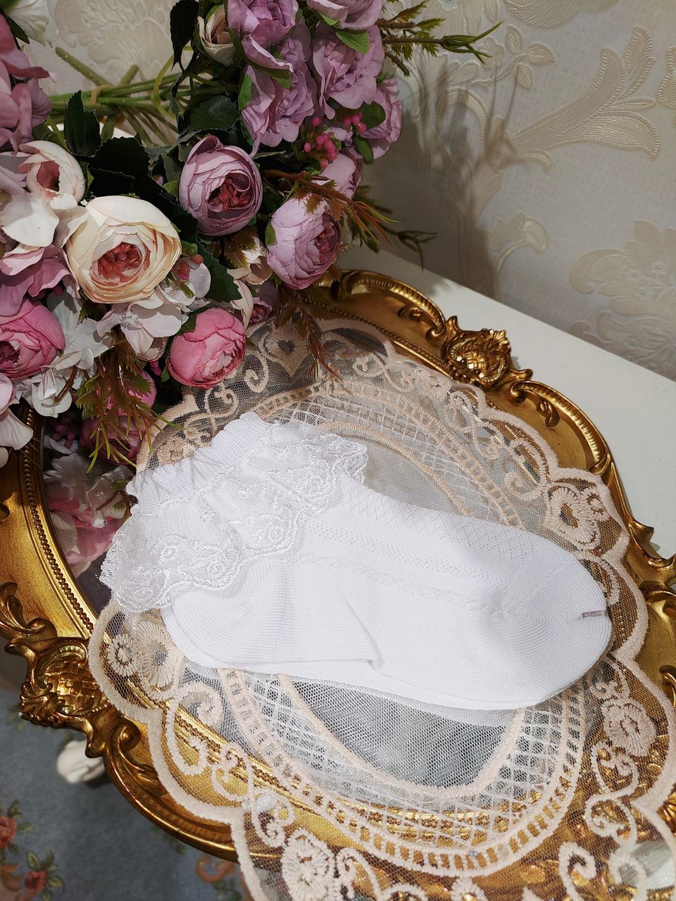 White Cotton Lace Socks