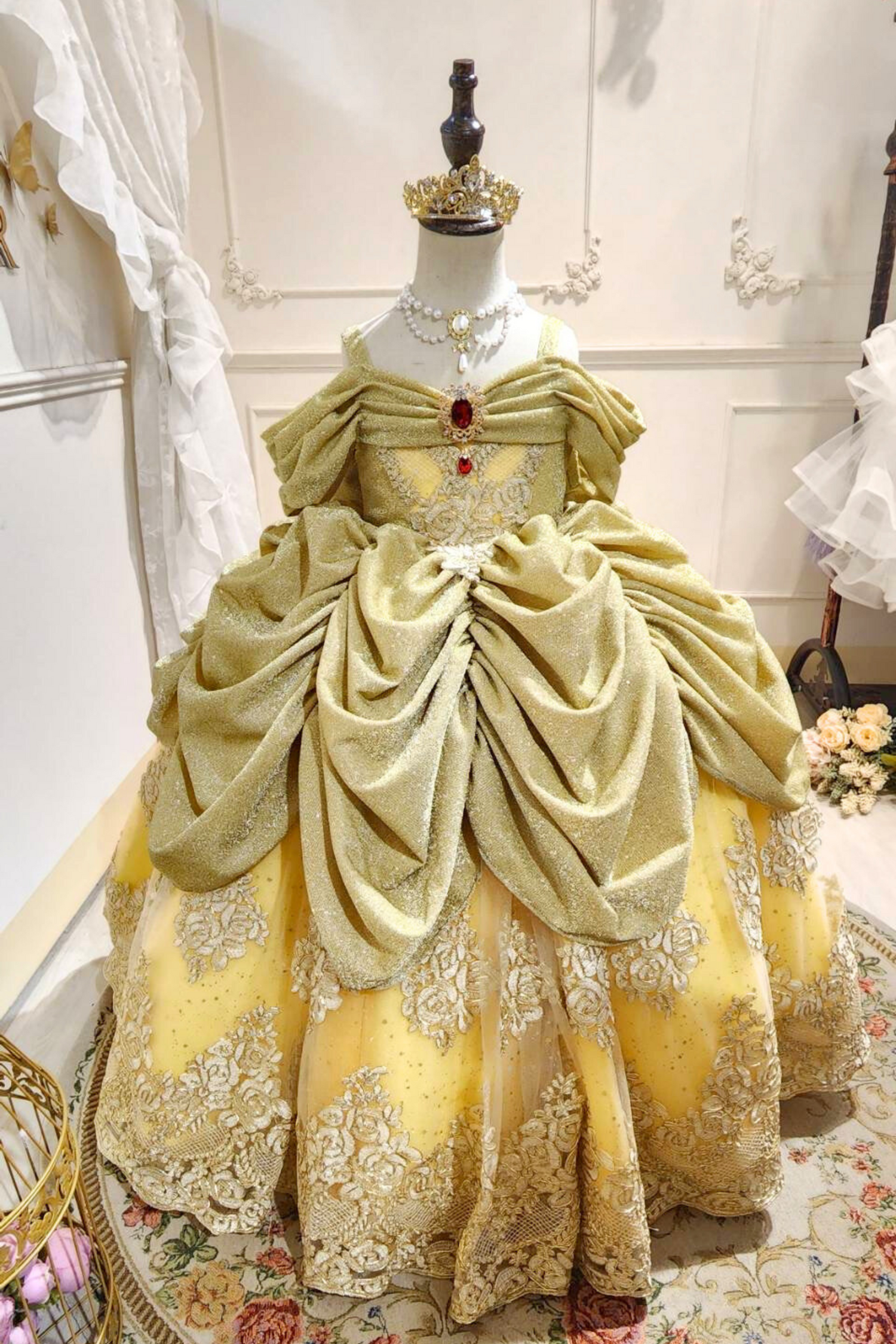 Belle Golden Lurex Gown princessprojectco Belle Golden Lurex Gown princessprojectco